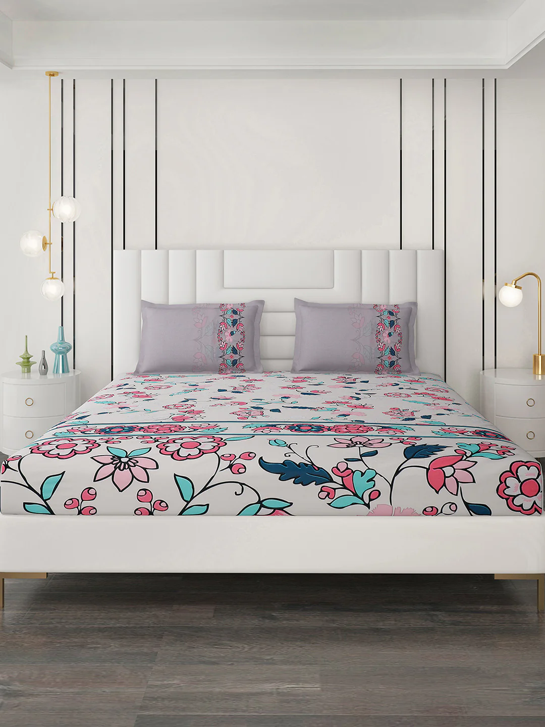 300 TC Cotton Double Bedsheet with 2 Pillow Covers - Image 4