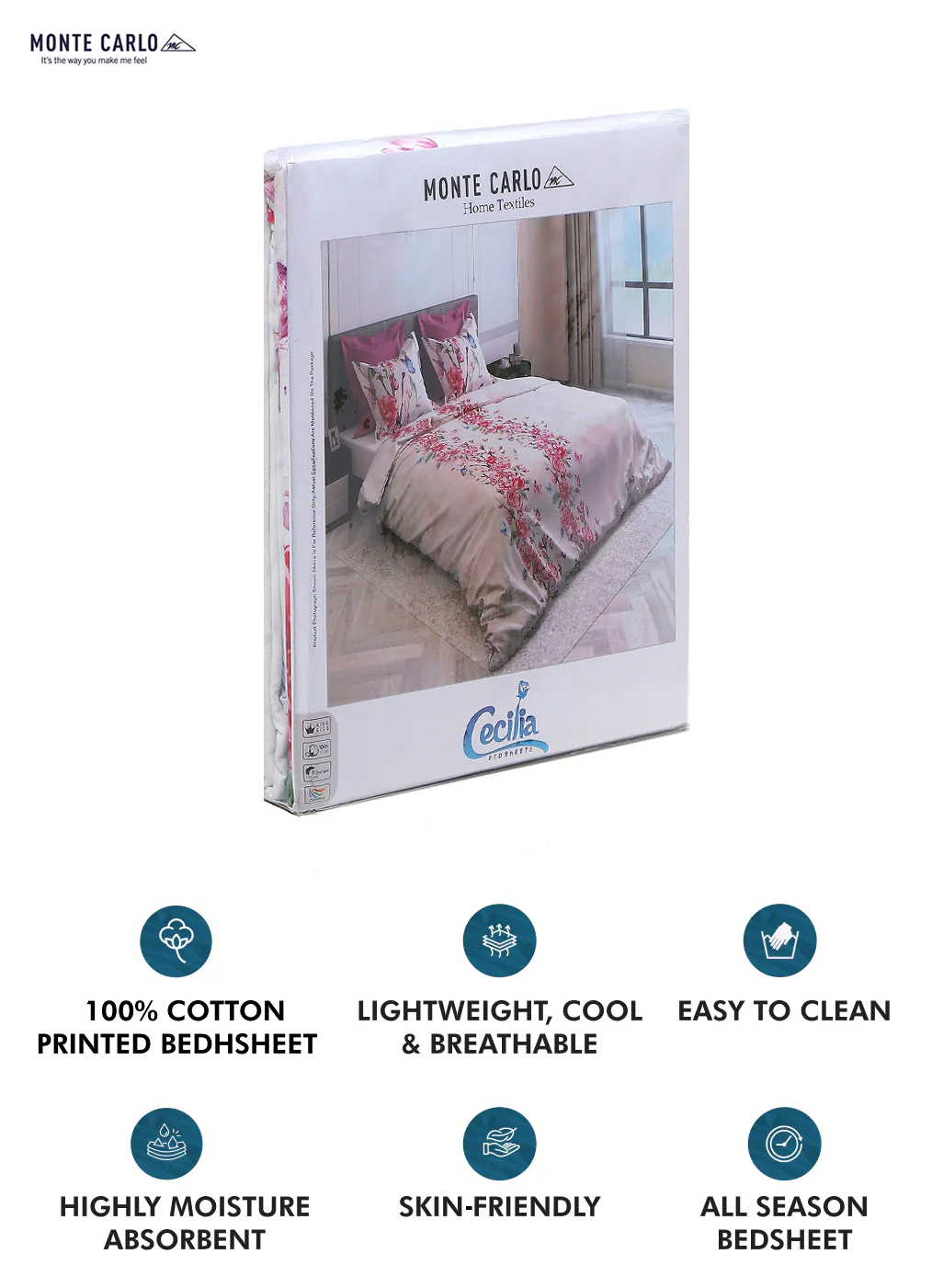 300 TC Cotton Double Bedsheet with 2 Pillow Covers - Image 9