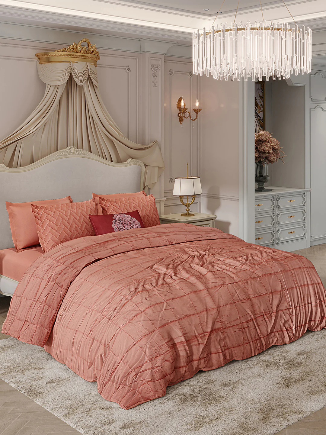 300 TC Cotton King Size Luxury 11 Pc Bedding Set (Trousseau)