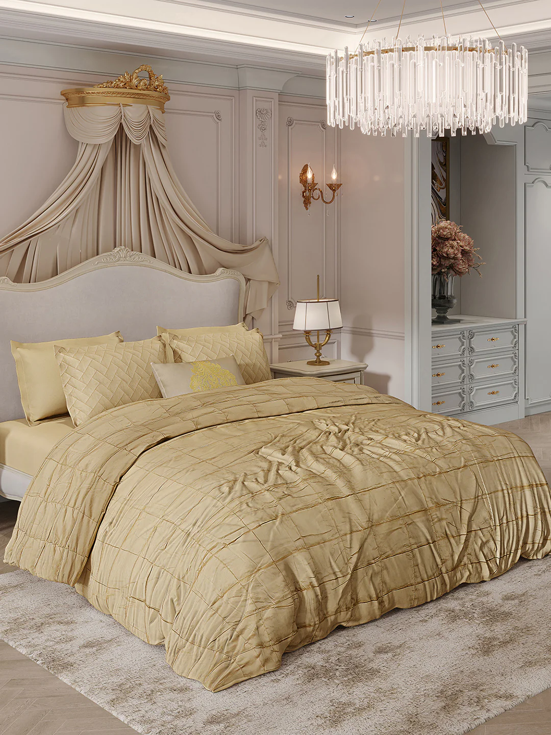 300 TC Cotton King Size Luxury 11 Pc Bedding Set (Trousseau)