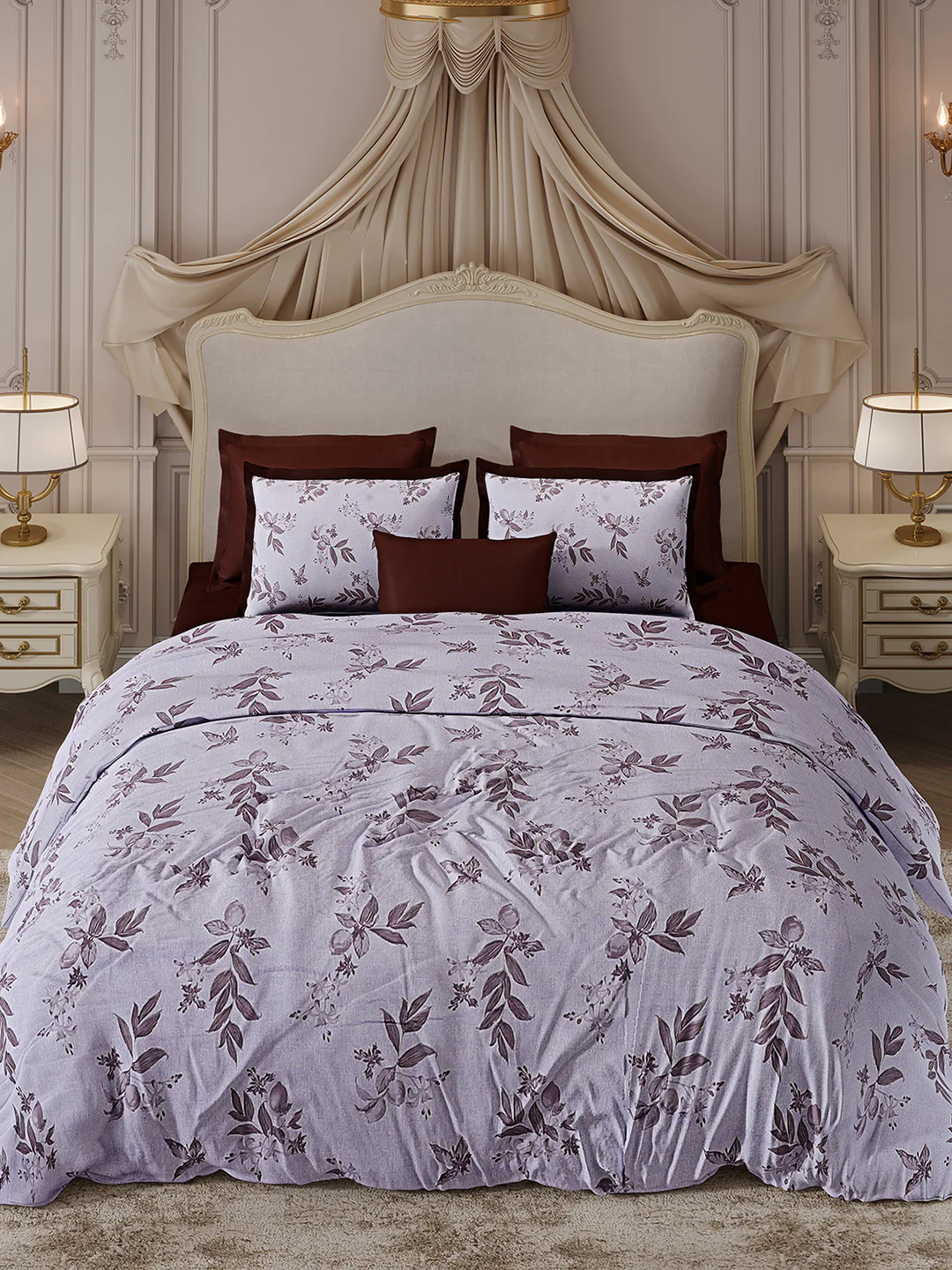 300 TC Cotton King Size Luxury 7 Pc Bedding Set (Heritage) - Image 4