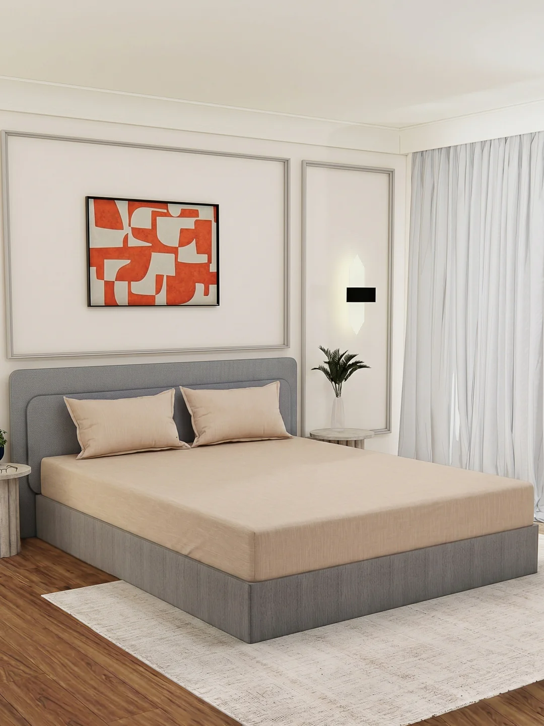 Luxury 300 TC Cotton Linen King Size Bedsheet with 2 Pillow Covers Eco Linen Collection - Image 2