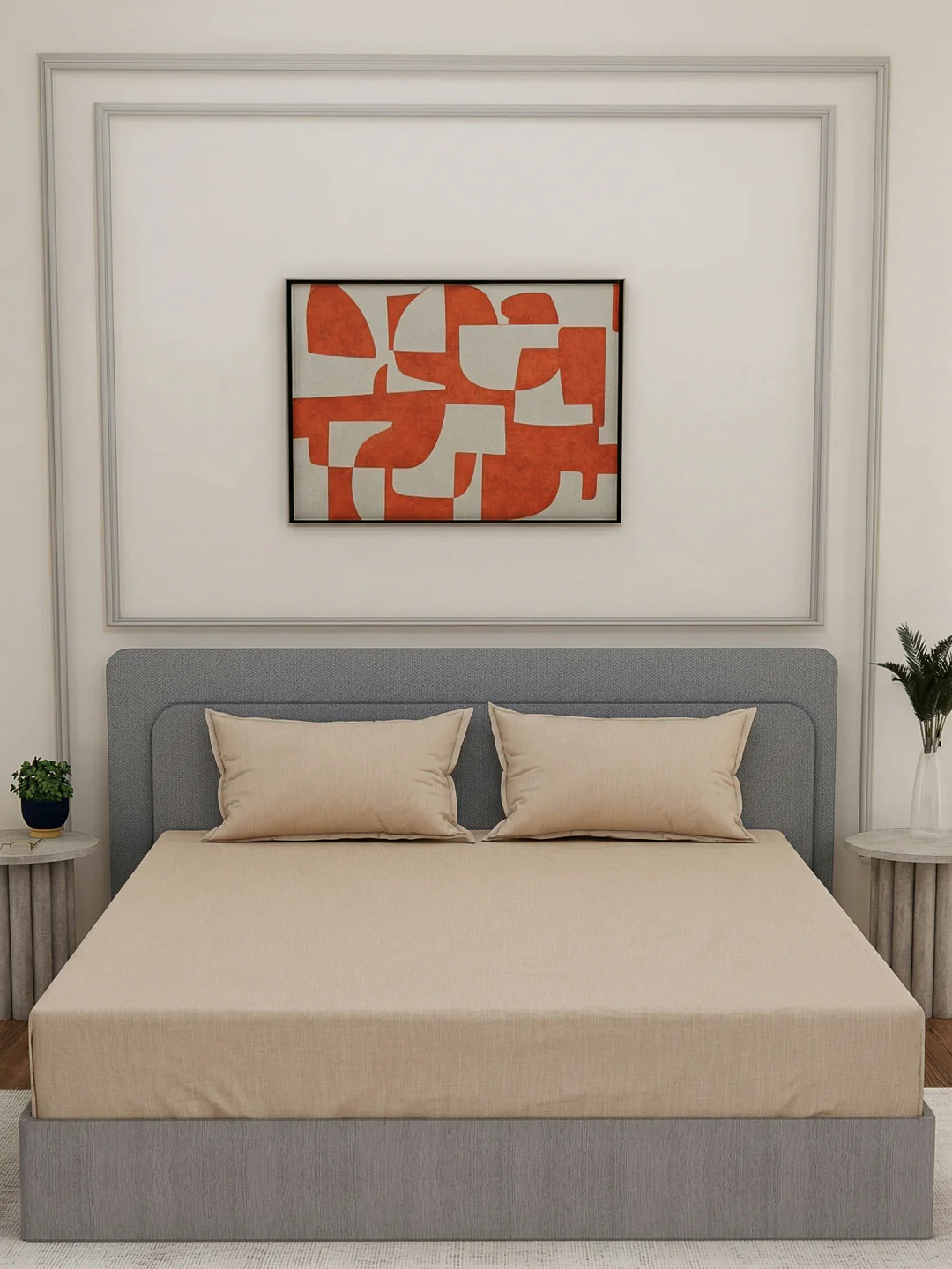 Luxury 300 TC Cotton Linen King Size Bedsheet with 2 Pillow Covers Eco Linen Collection - Image 3