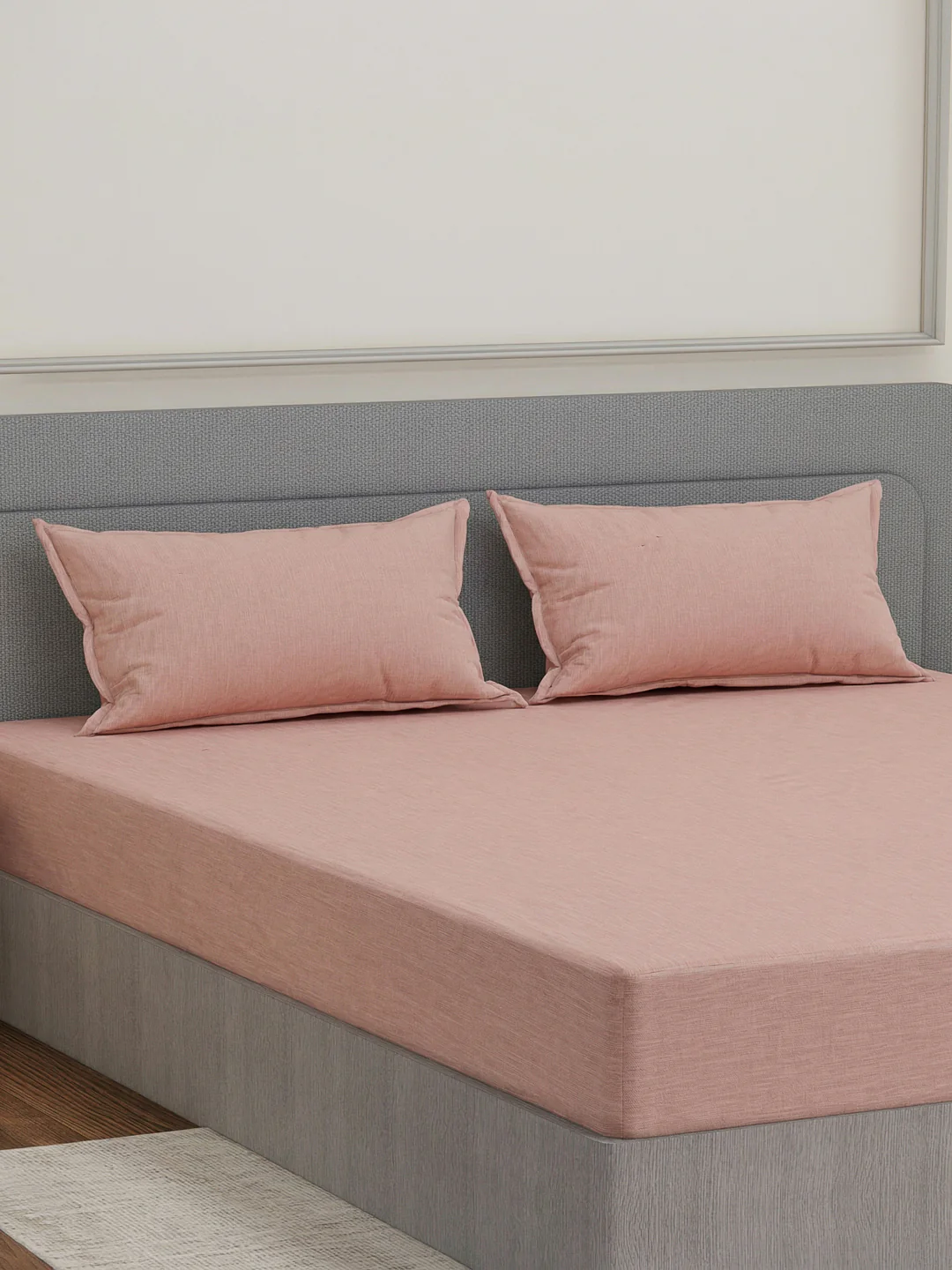 Luxury 300 TC Cotton Linen King Size Bedsheet with 2 Pillow Covers Eco Linen Collection