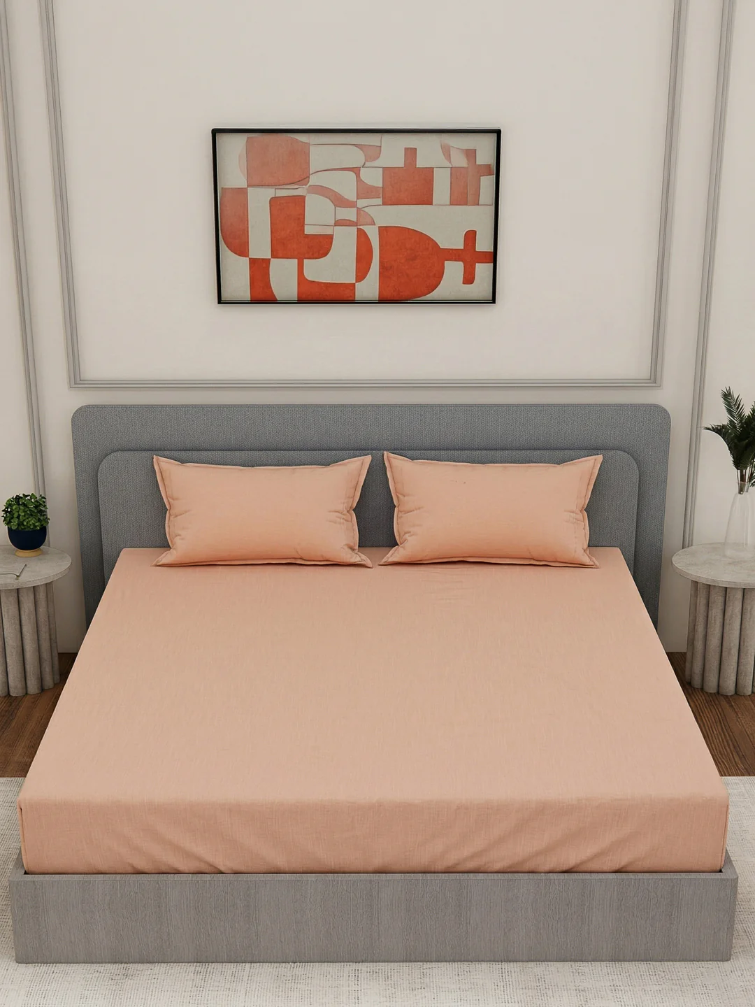 Luxury 300 TC Cotton Linen King Size Bedsheet with 2 Pillow Covers Eco Linen Collection - Image 4
