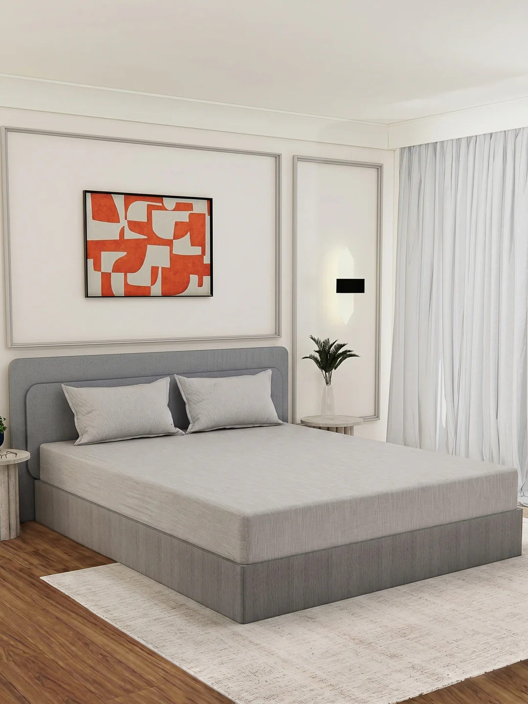 Luxury 300 TC Cotton Linen King Size Bedsheet with 2 Pillow Covers Eco Linen Collection - Image 2