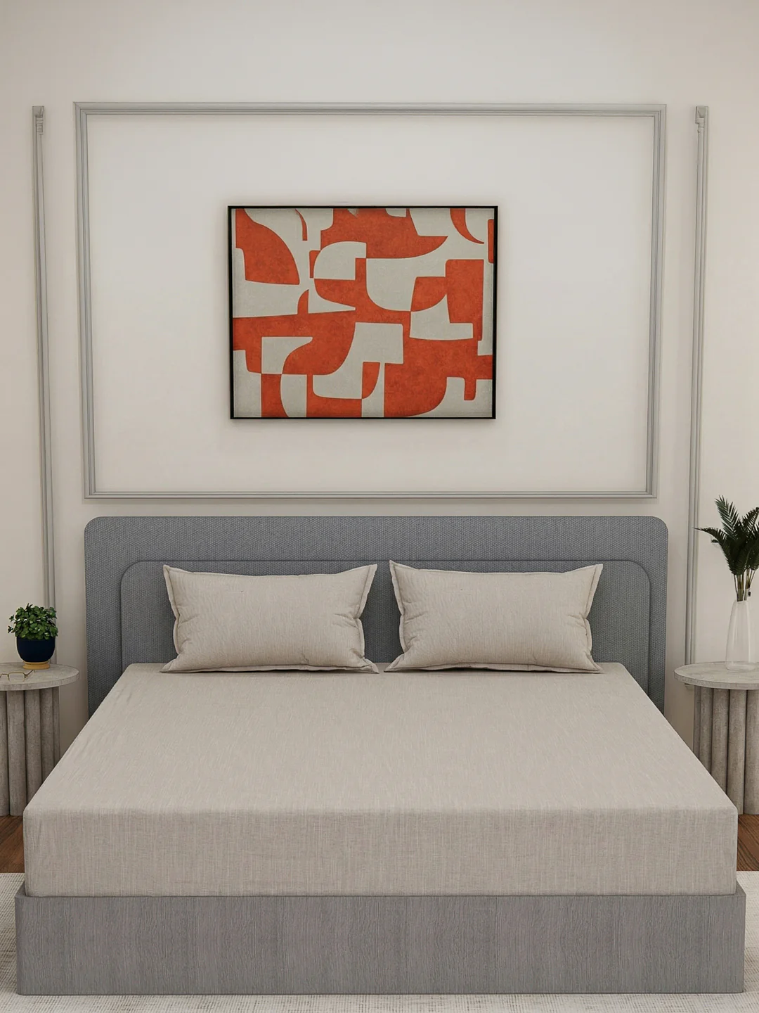 Luxury 300 TC Cotton Linen King Size Bedsheet with 2 Pillow Covers Eco Linen Collection - Image 3