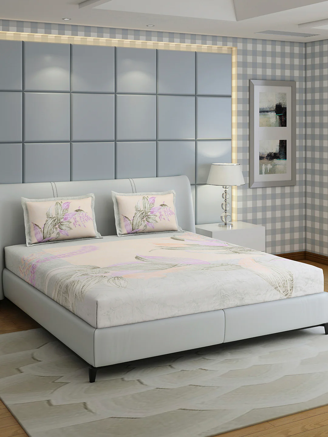 331 GSM Polyester Double Bed 1 Bedsheet with 2 Pillow Cover (Miranda) - Image 4