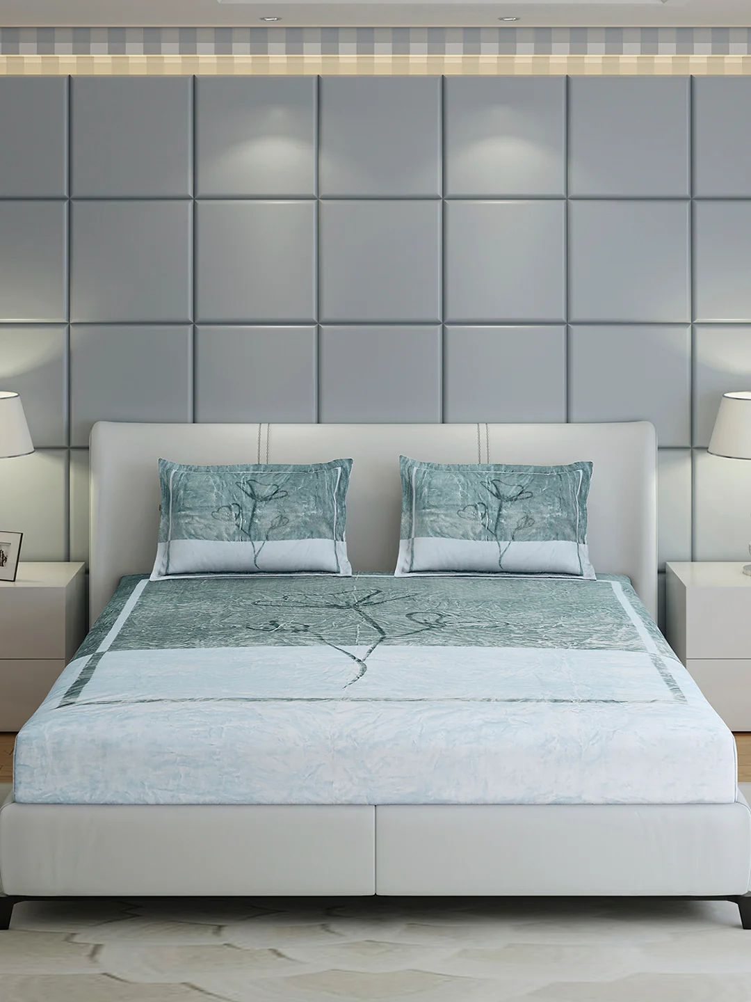 331 GSM Polyester Double Bed 1 Bedsheet with 2 Pillow Cover (Miranda) - Image 2