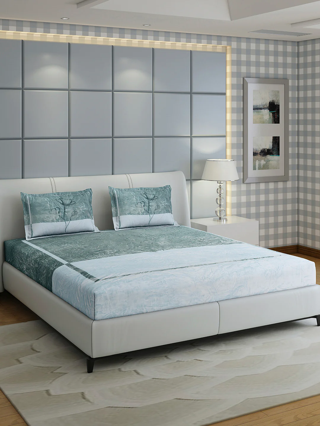 331 GSM Polyester Double Bed 1 Bedsheet with 2 Pillow Cover (Miranda) - Image 4