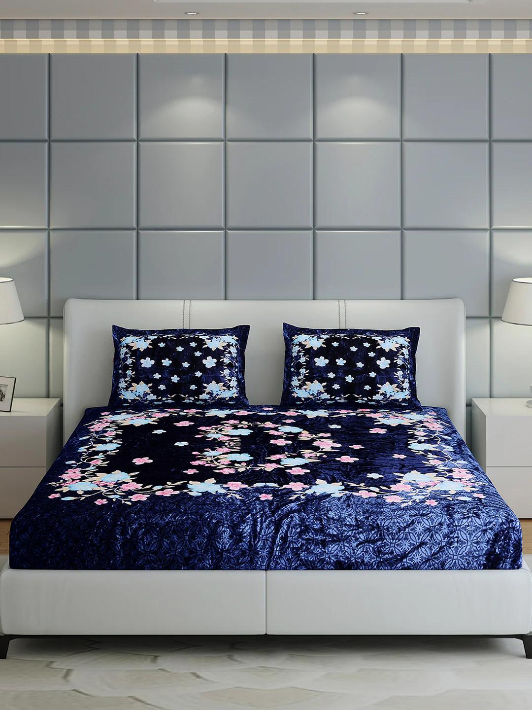 331 GSM Polyester Double Bed 1 Bedsheet with 2 Pillow Cover (Miranda) - Image 2