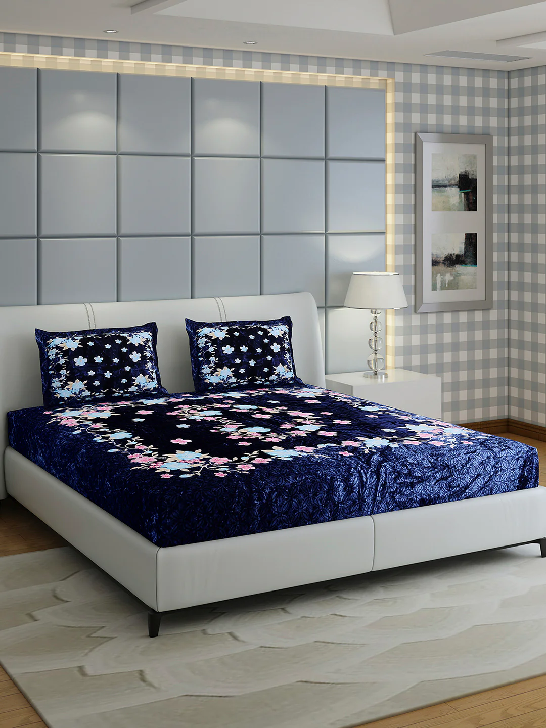 331 GSM Polyester Double Bed 1 Bedsheet with 2 Pillow Cover (Miranda) - Image 4