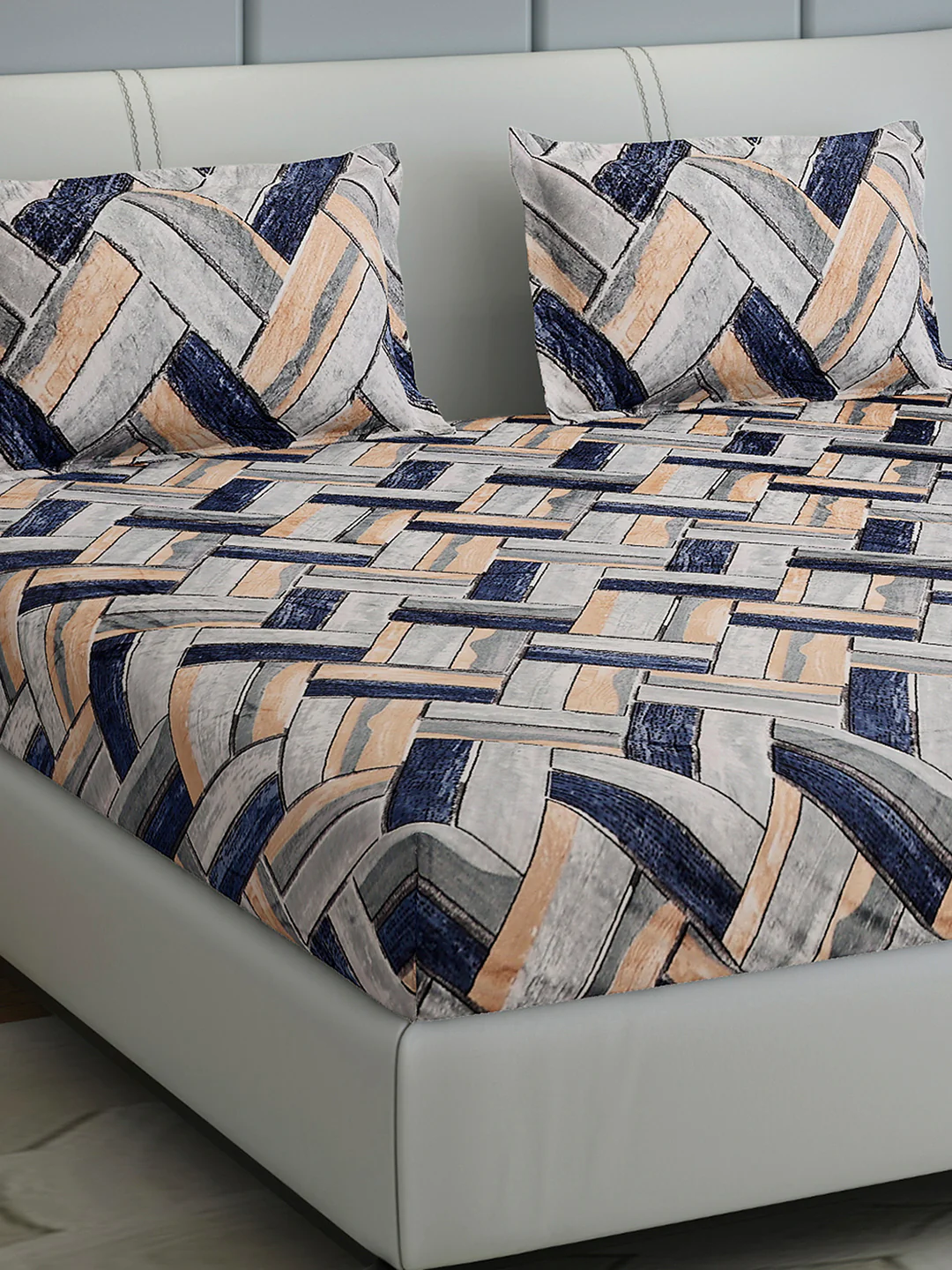 349 GSM Polyester King Bed 1 Bedsheet with 2 Pillow Cover (Carnival)
