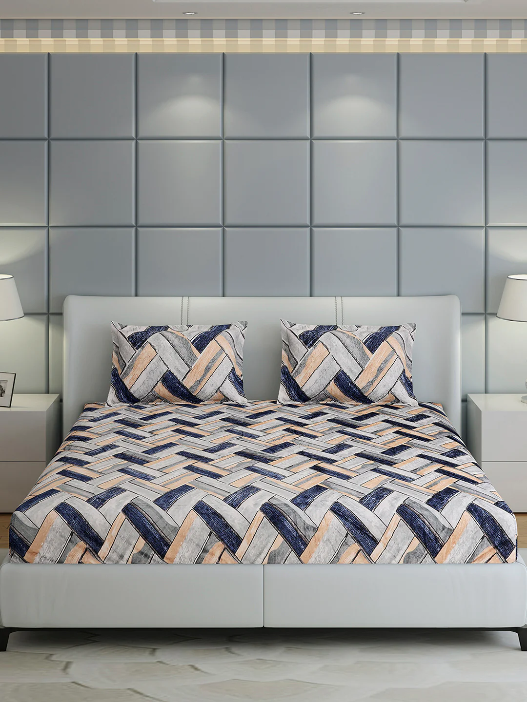 349 GSM Polyester King Bed 1 Bedsheet with 2 Pillow Cover (Carnival) - Image 2