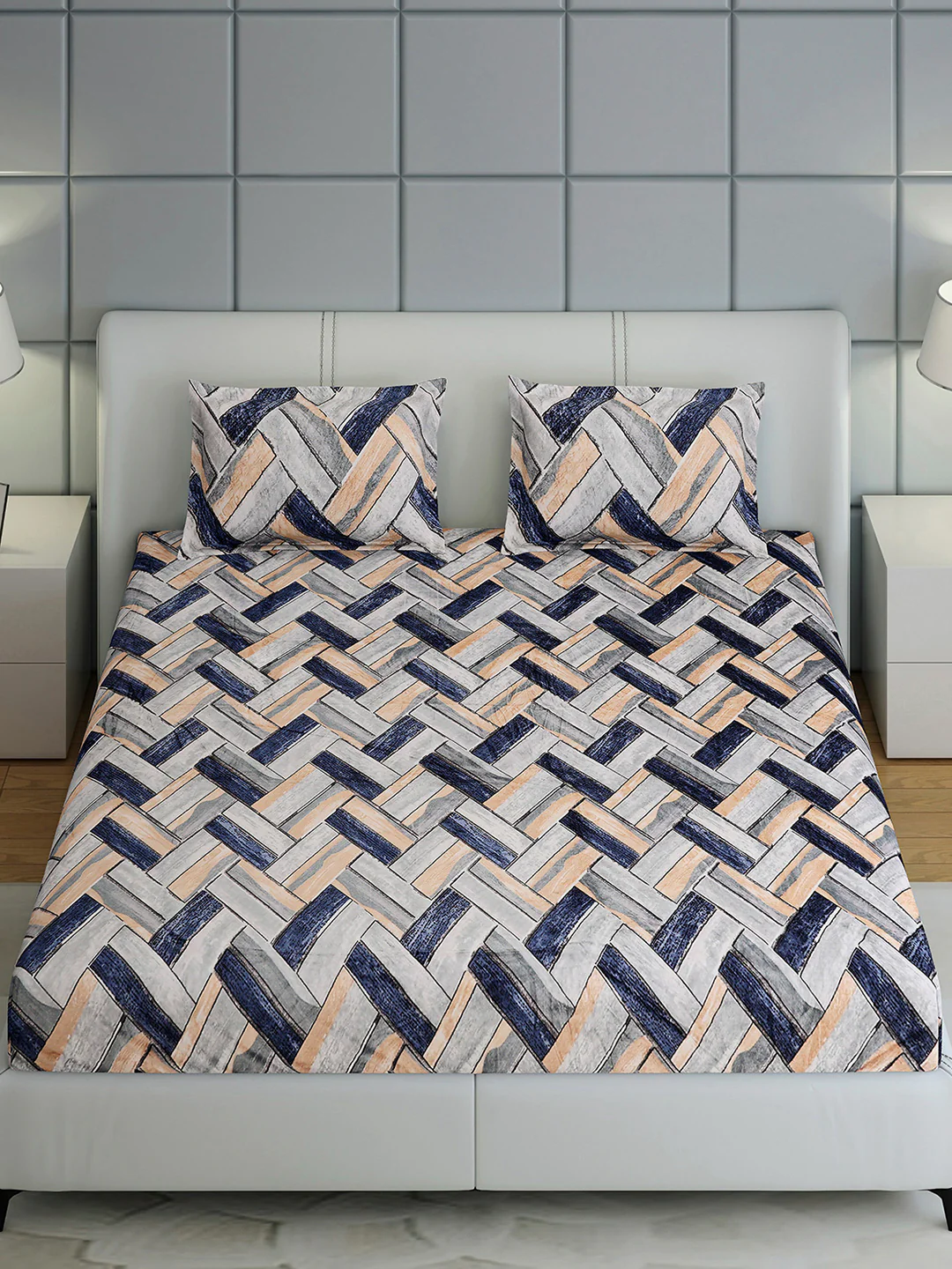 349 GSM Polyester King Bed 1 Bedsheet with 2 Pillow Cover (Carnival) - Image 3