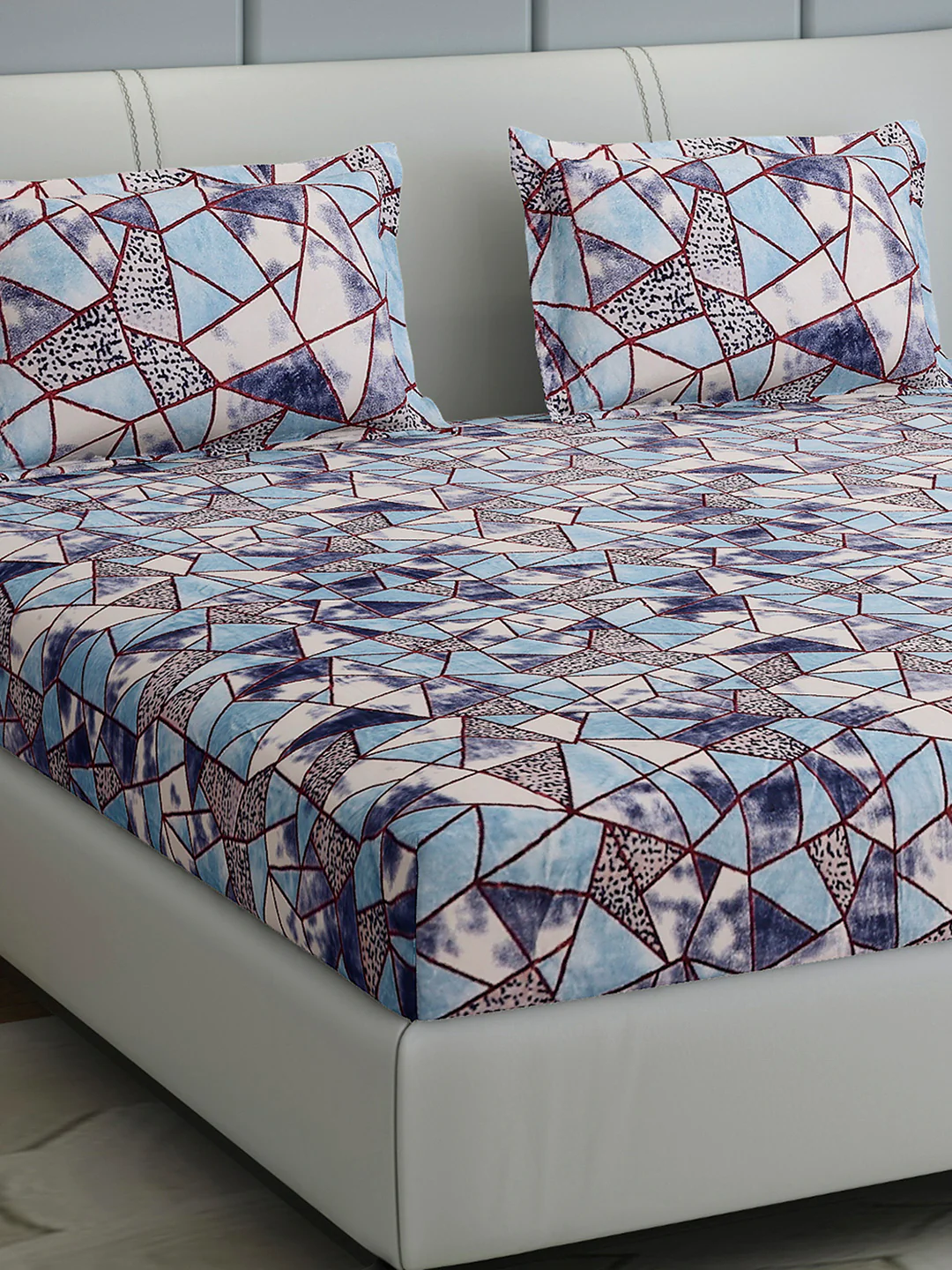 349 GSM Polyester King Bed 1 Bedsheet with 2 Pillow Cover (Carnival)