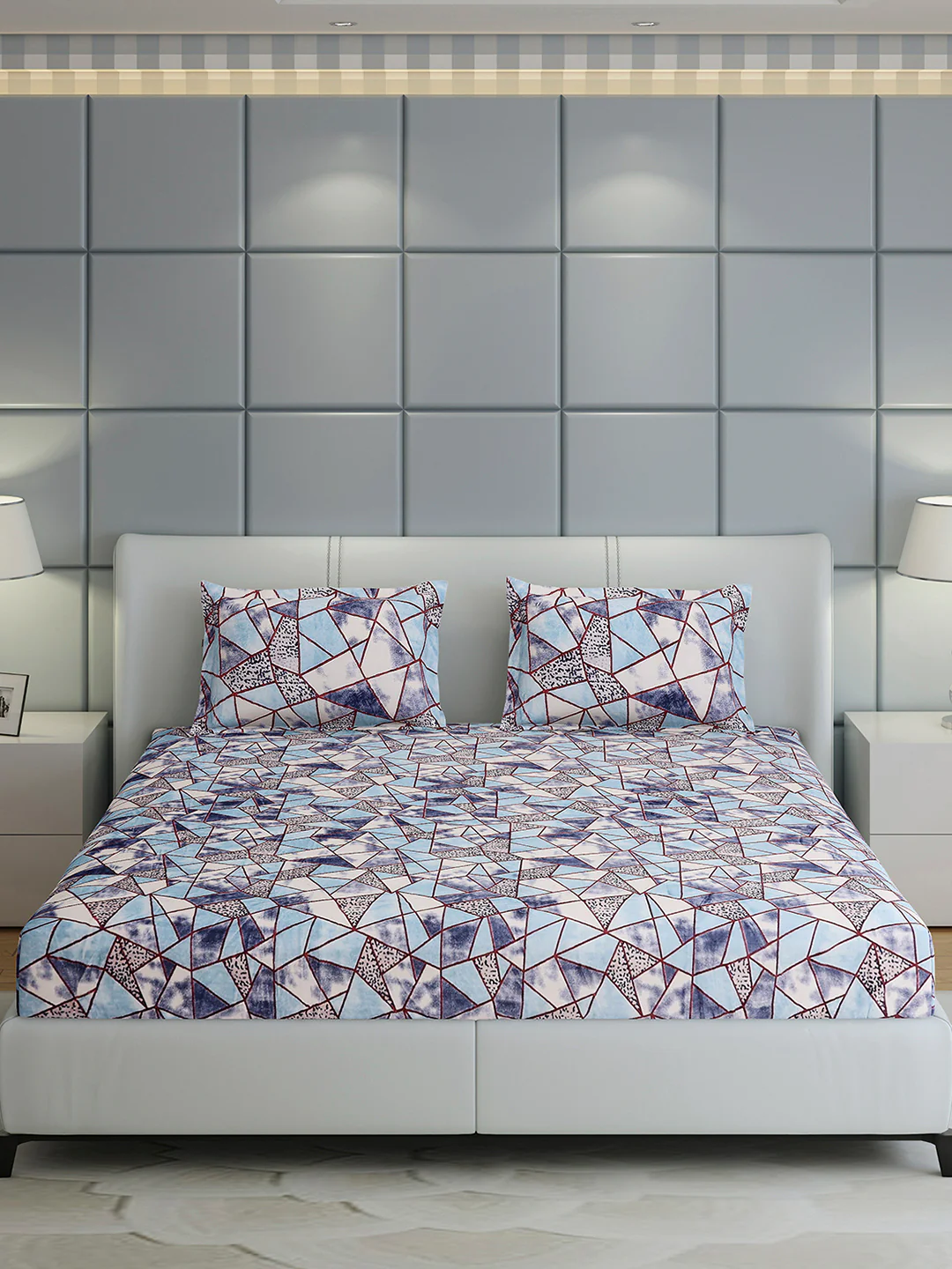 349 GSM Polyester King Bed 1 Bedsheet with 2 Pillow Cover (Carnival) - Image 2