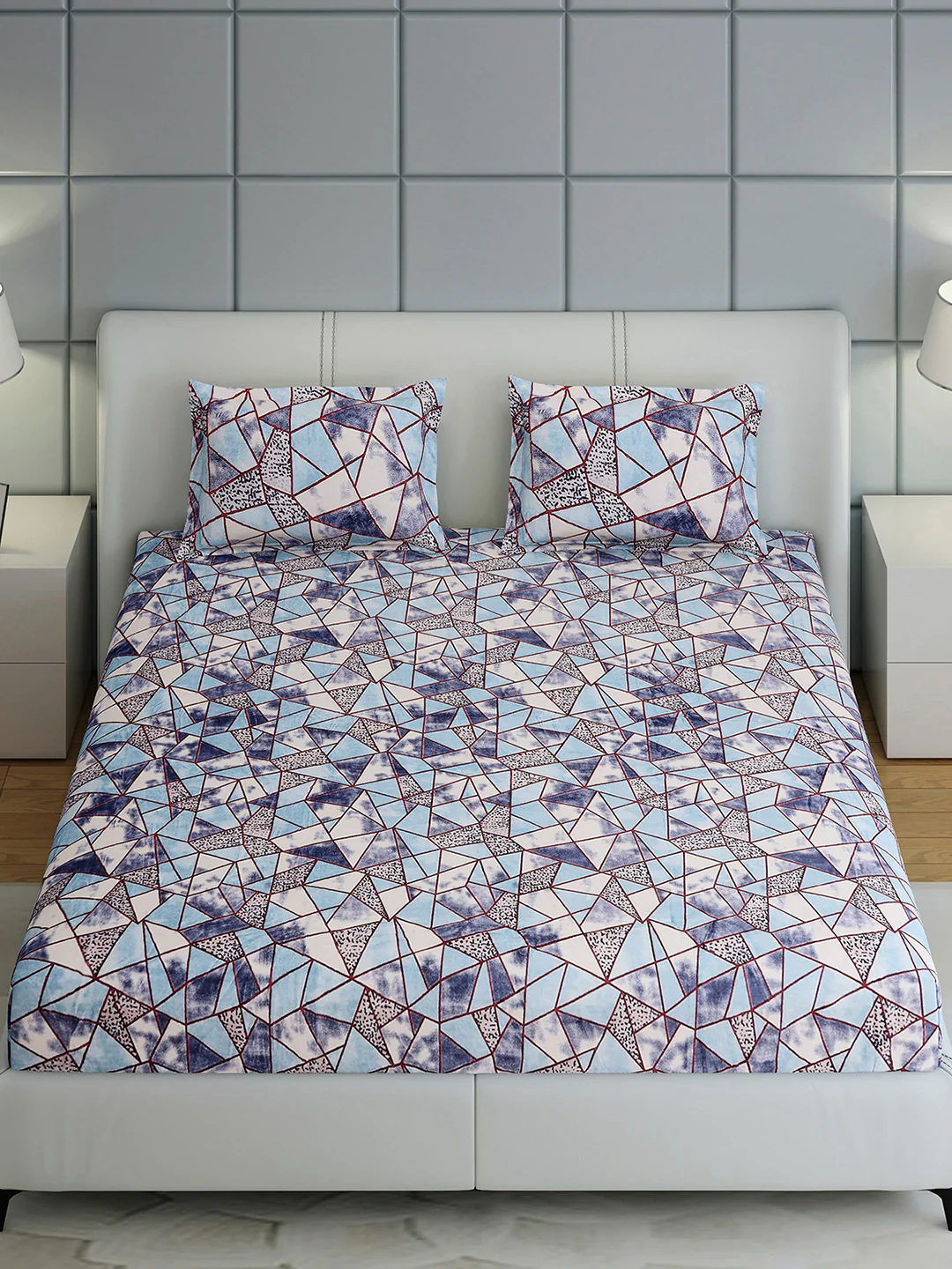 349 GSM Polyester King Bed 1 Bedsheet with 2 Pillow Cover (Carnival) - Image 3