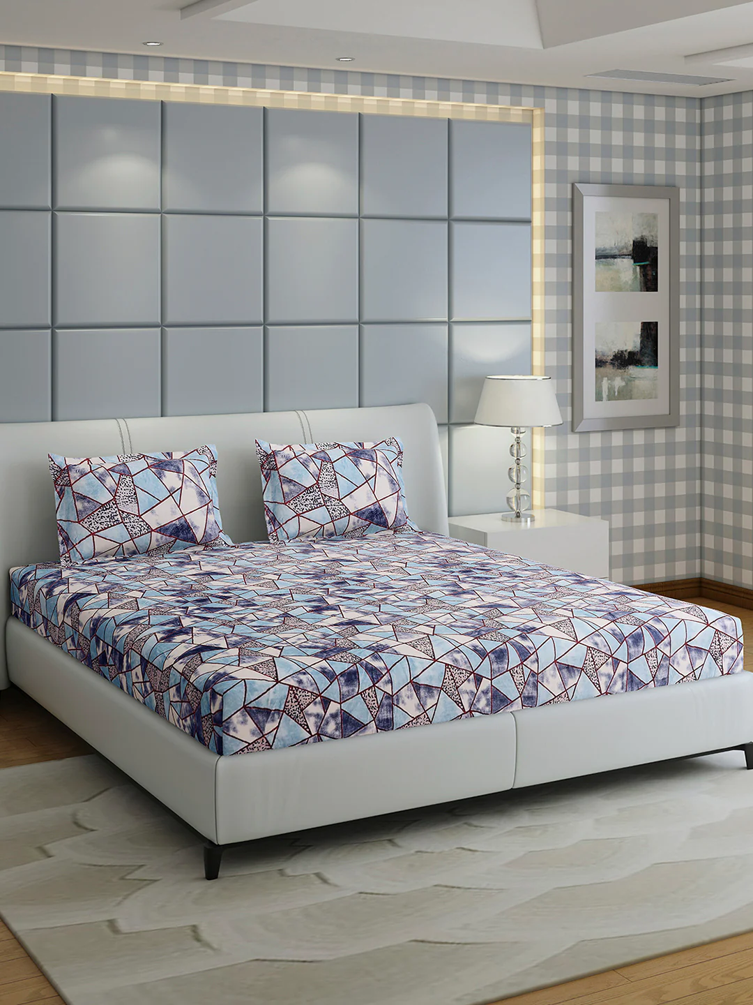 349 GSM Polyester King Bed 1 Bedsheet with 2 Pillow Cover (Carnival) - Image 4