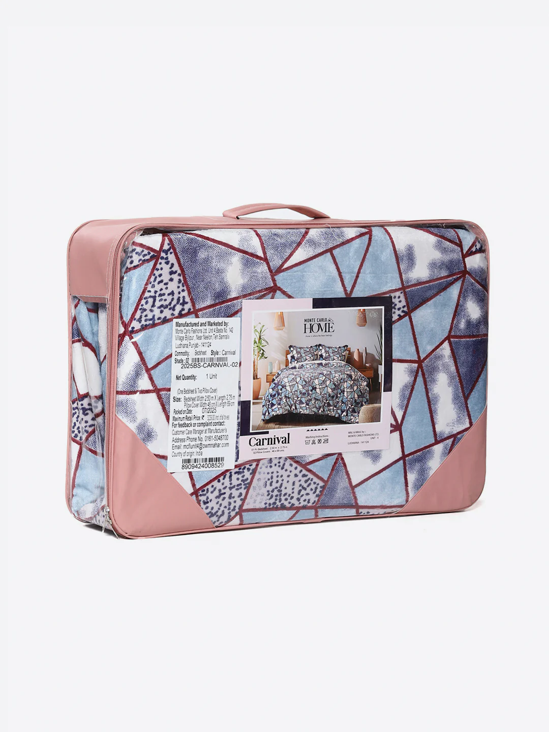 349 GSM Polyester King Bed 1 Bedsheet with 2 Pillow Cover (Carnival) - Image 9