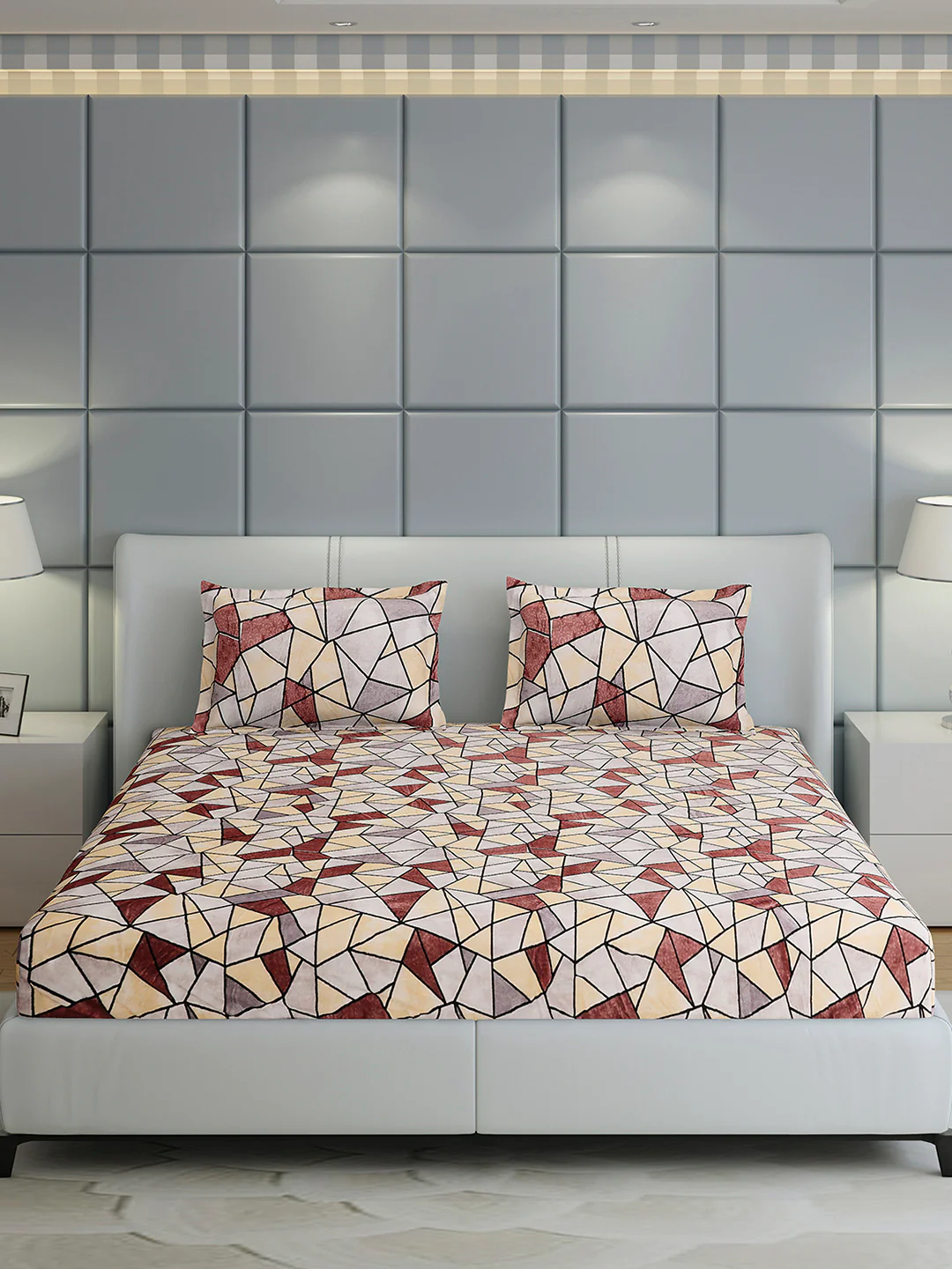 349 GSM Polyester King Bed 1 Bedsheet with 2 Pillow Cover (Carnival) - Image 2