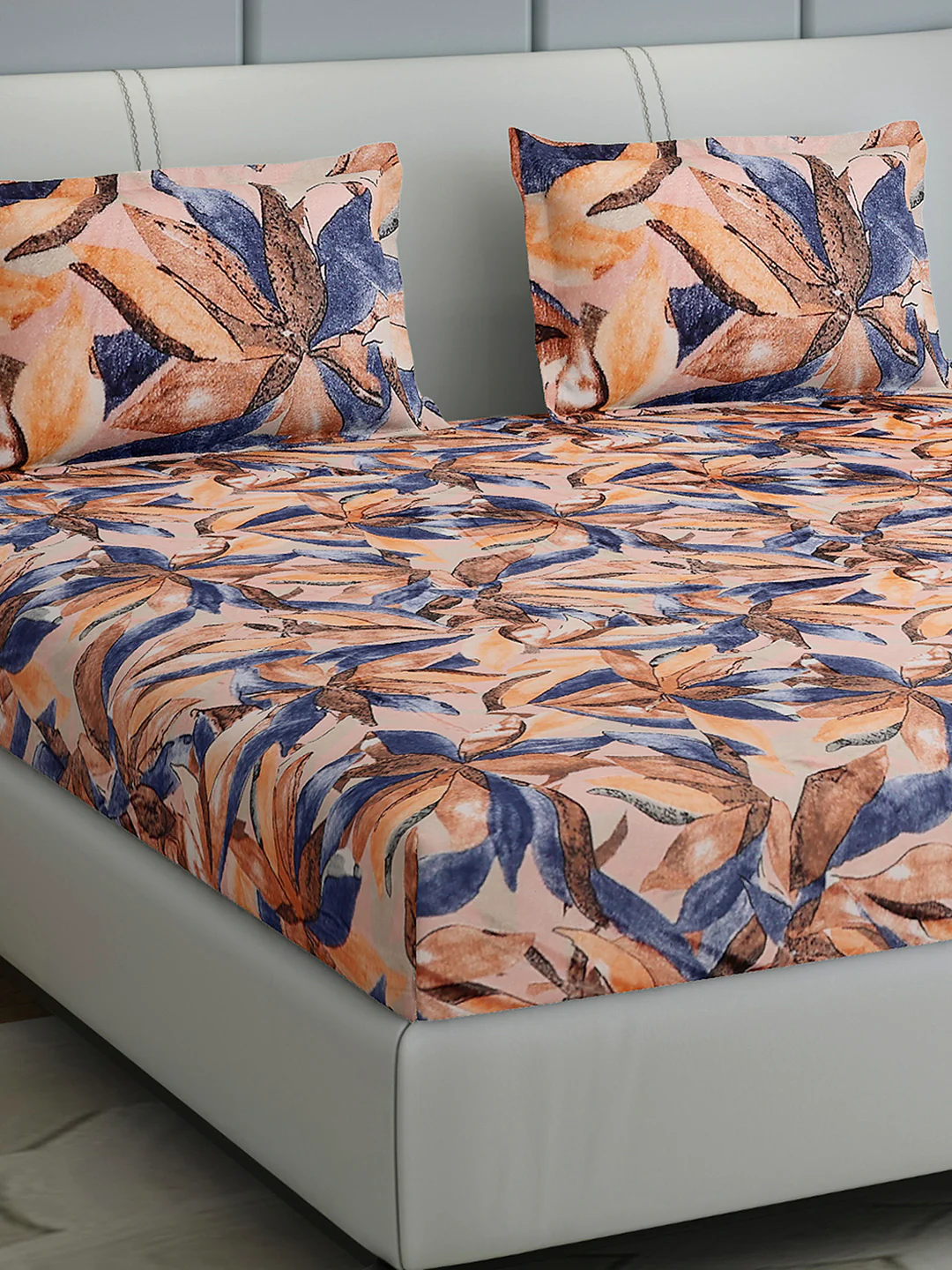 349 GSM Polyester King Bed 1 Bedsheet with 2 Pillow Cover (Carnival)