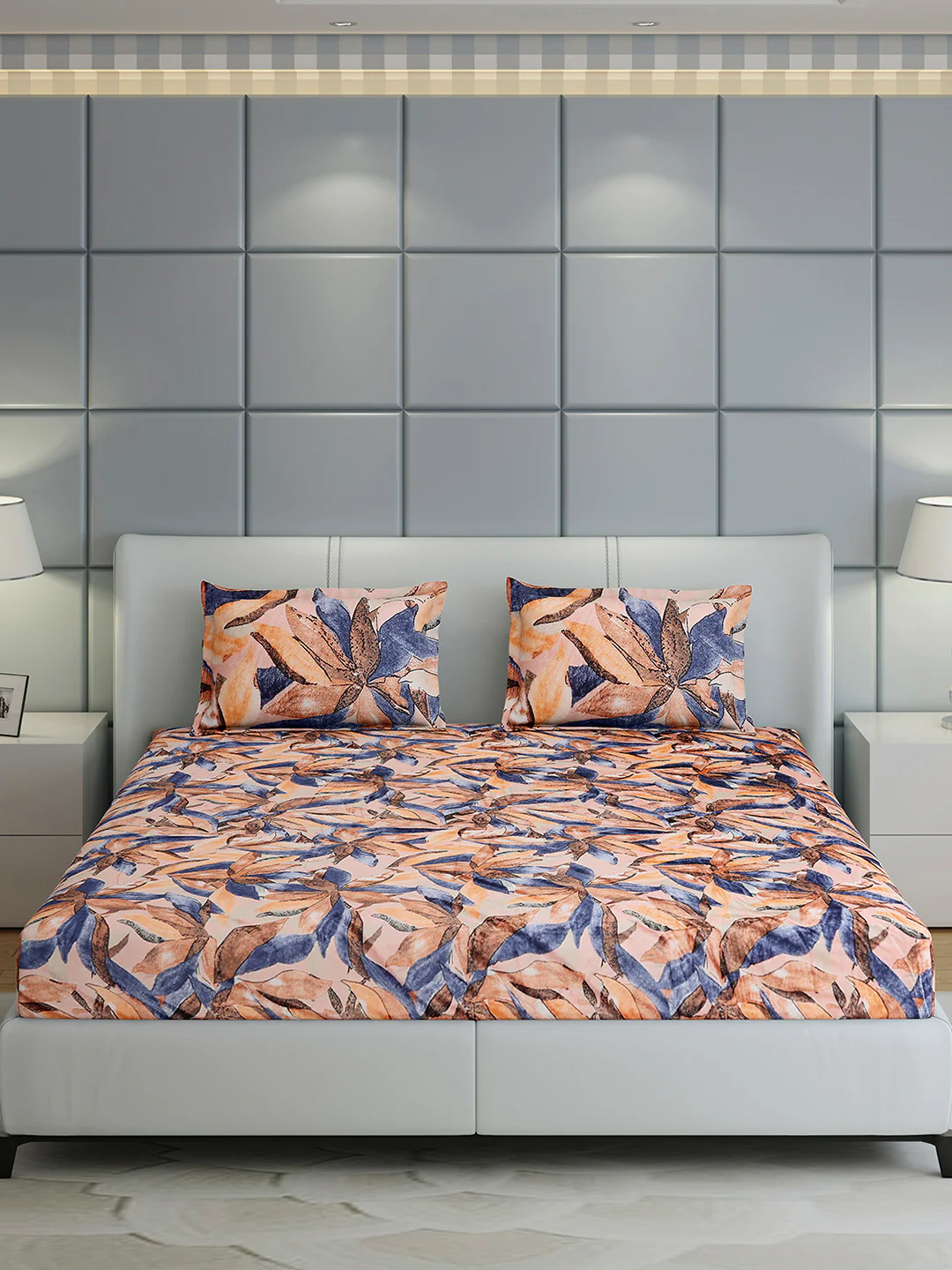 349 GSM Polyester King Bed 1 Bedsheet with 2 Pillow Cover (Carnival) - Image 2