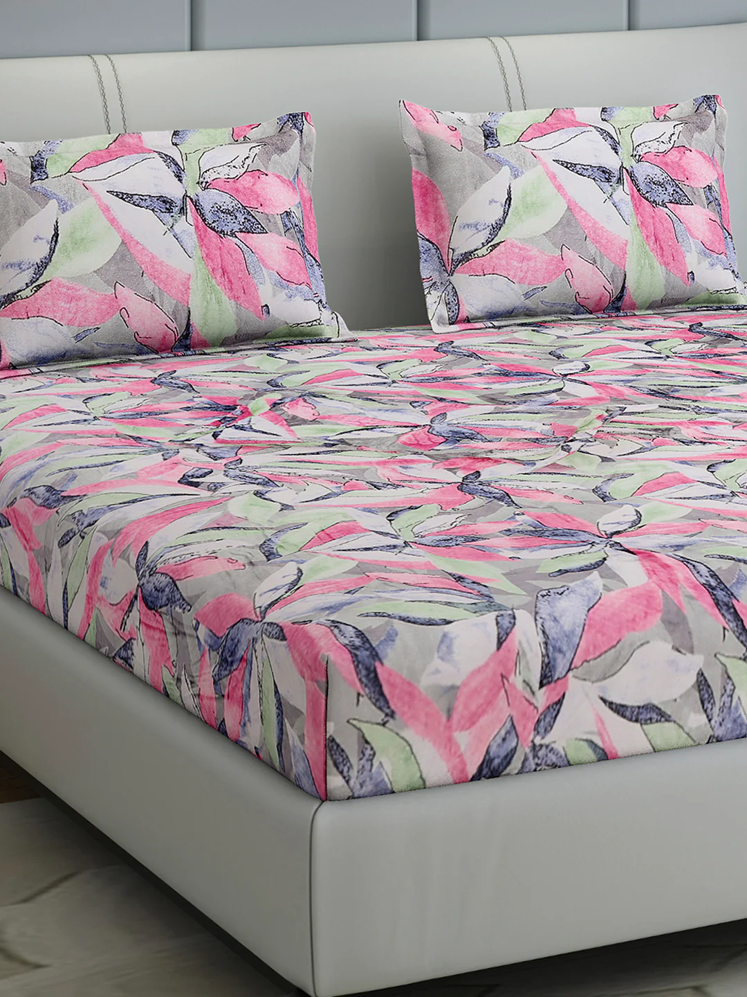 349 GSM Polyester King Bed 1 Bedsheet with 2 Pillow Cover (Carnival)