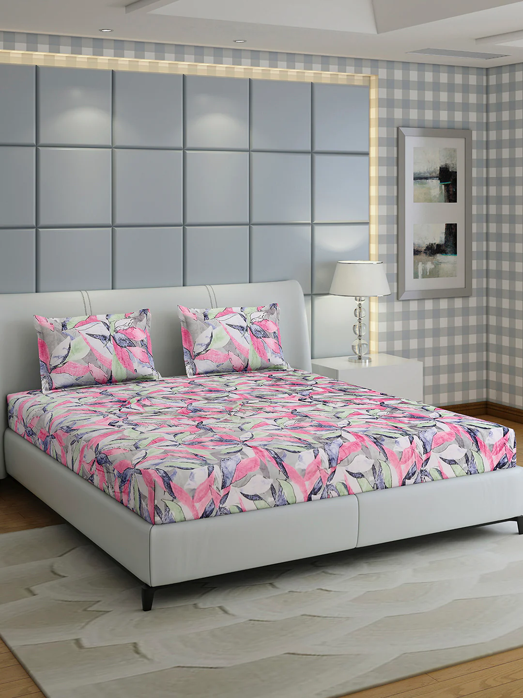 349 GSM Polyester King Bed 1 Bedsheet with 2 Pillow Cover (Carnival) - Image 4
