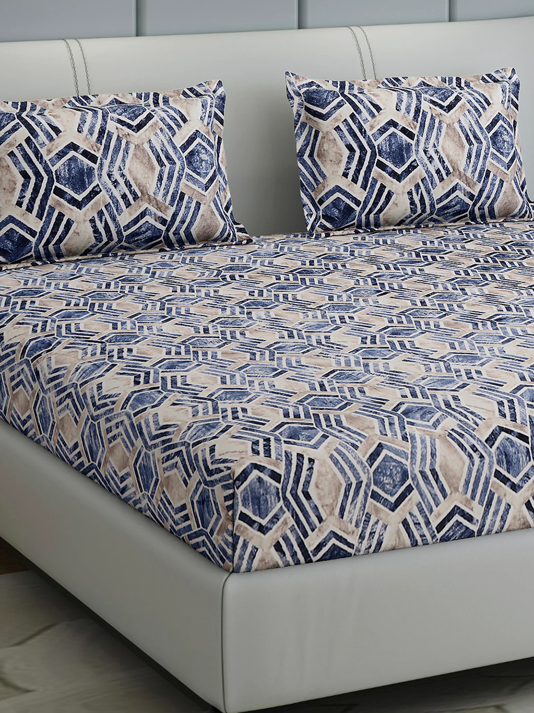 349 GSM Polyester King Bed 1 Bedsheet with 2 Pillow Cover (Carnival)