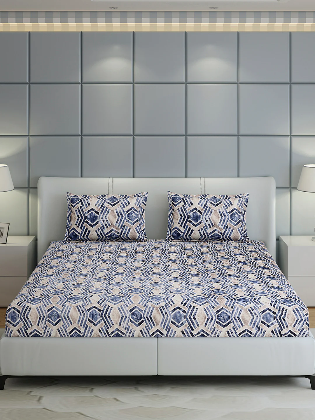 349 GSM Polyester King Bed 1 Bedsheet with 2 Pillow Cover (Carnival) - Image 2