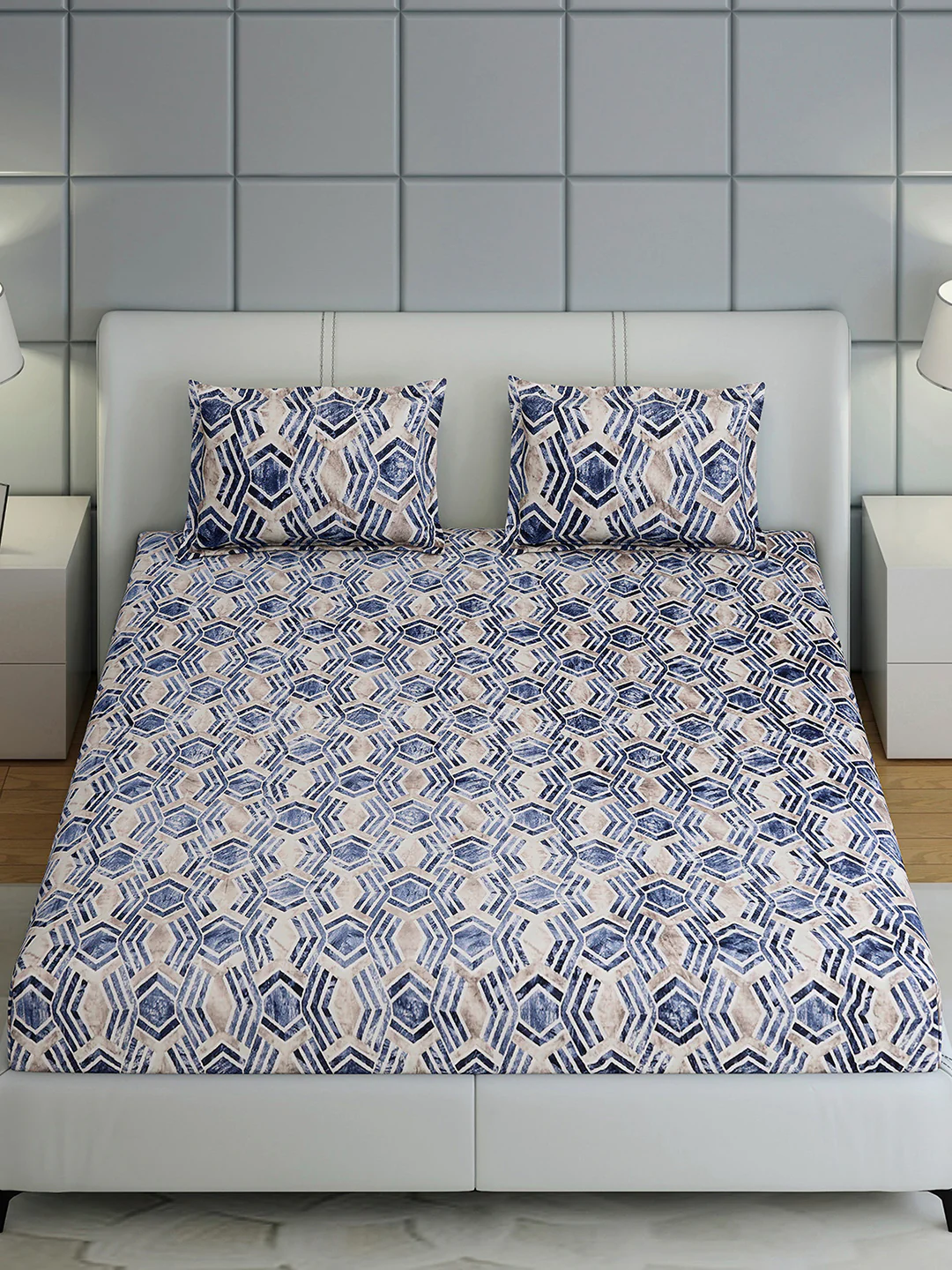349 GSM Polyester King Bed 1 Bedsheet with 2 Pillow Cover (Carnival) - Image 3