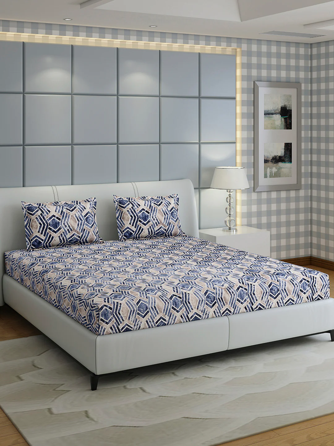 349 GSM Polyester King Bed 1 Bedsheet with 2 Pillow Cover (Carnival) - Image 4