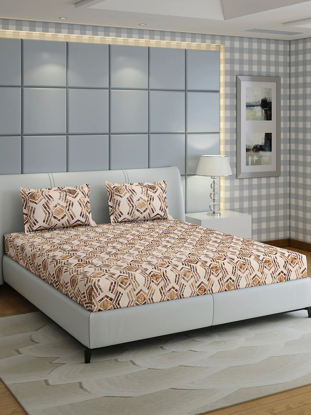 349 GSM Polyester King Bed 1 Bedsheet with 2 Pillow Cover (Carnival) - Image 4