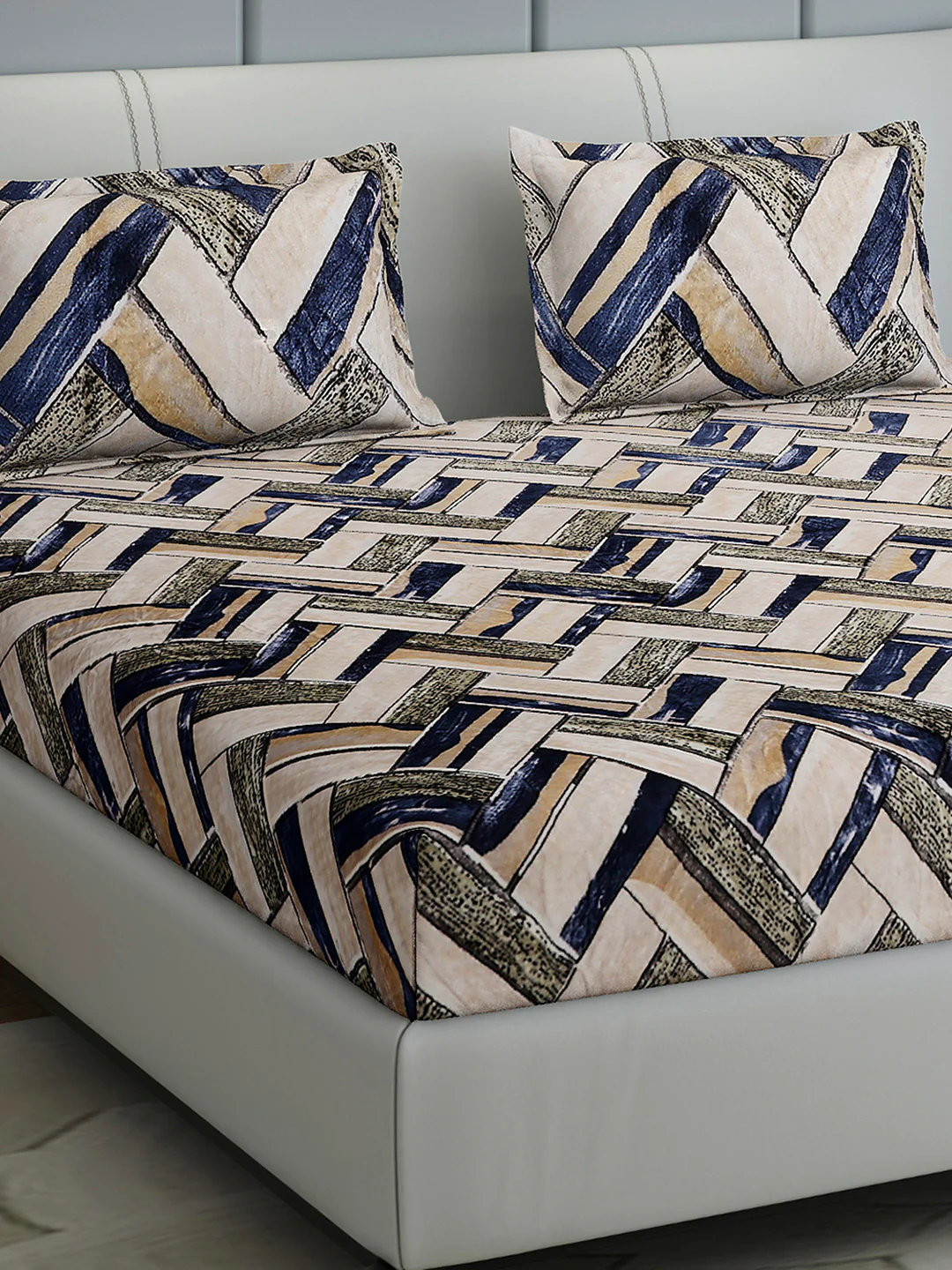 349 GSM Polyester King Bed 1 Bedsheet with 2 Pillow Cover (Carnival)