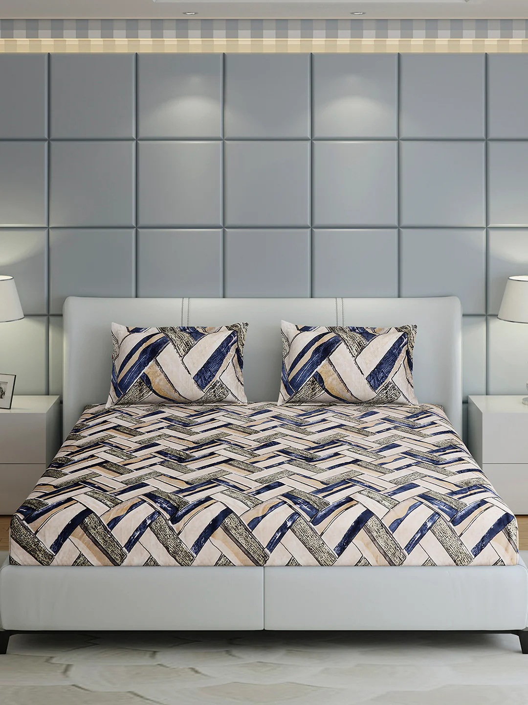 349 GSM Polyester King Bed 1 Bedsheet with 2 Pillow Cover (Carnival) - Image 2
