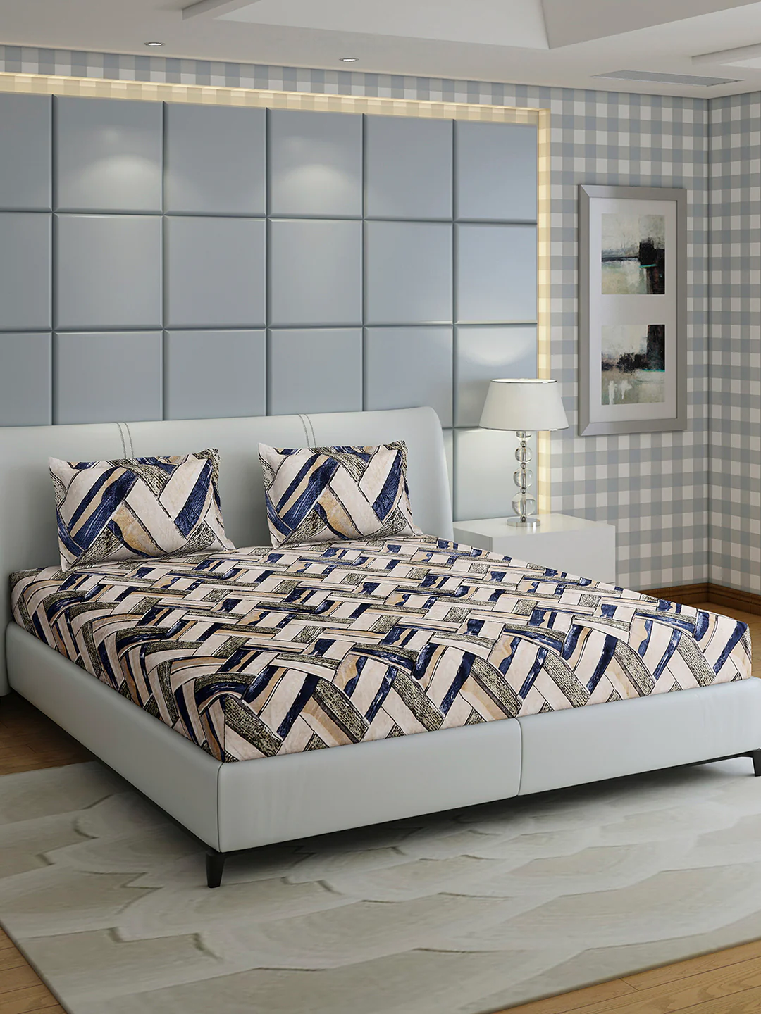 349 GSM Polyester King Bed 1 Bedsheet with 2 Pillow Cover (Carnival) - Image 4