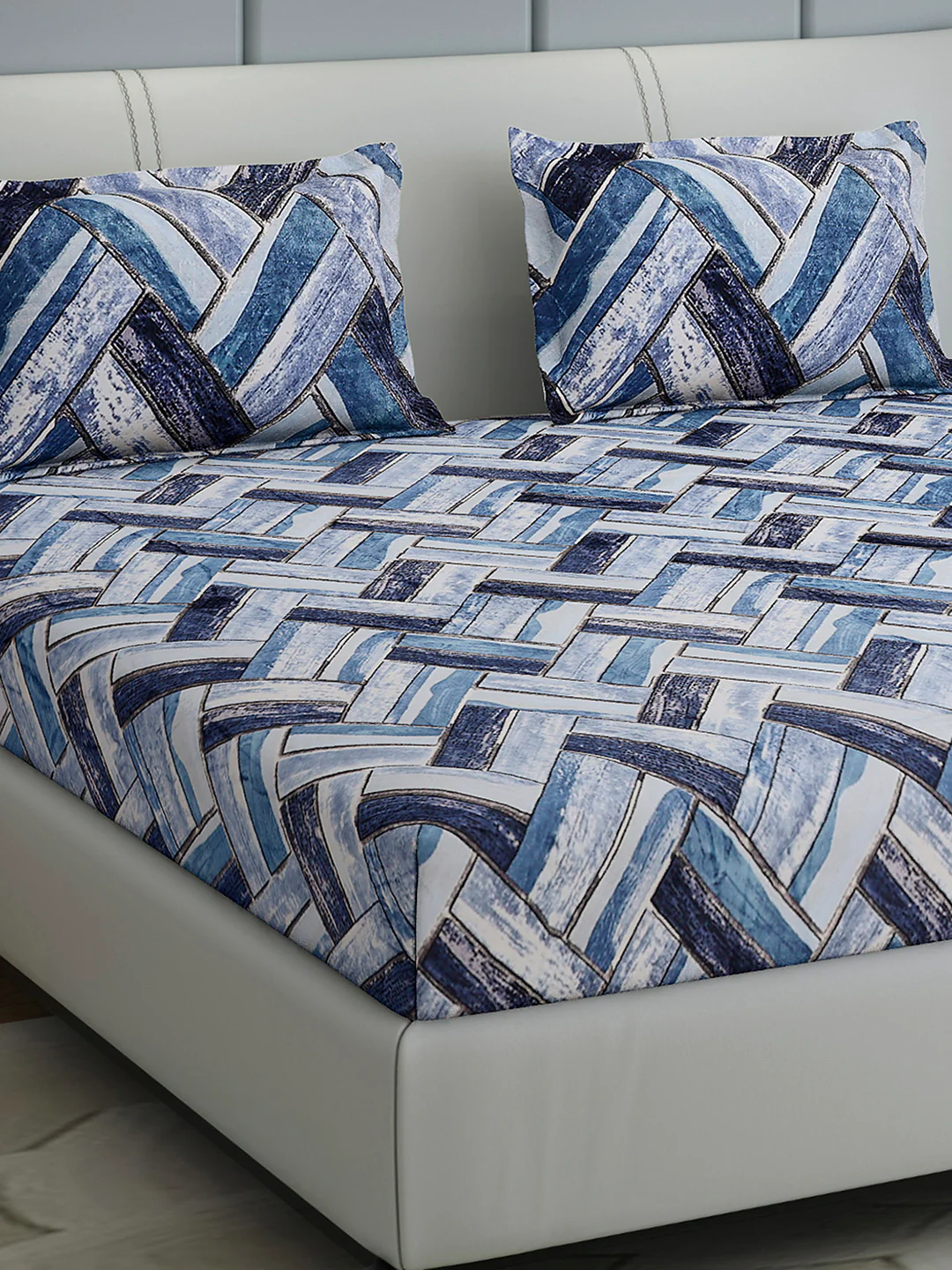 349 GSM Polyester King Bed 1 Bedsheet with 2 Pillow Cover (Carnival)