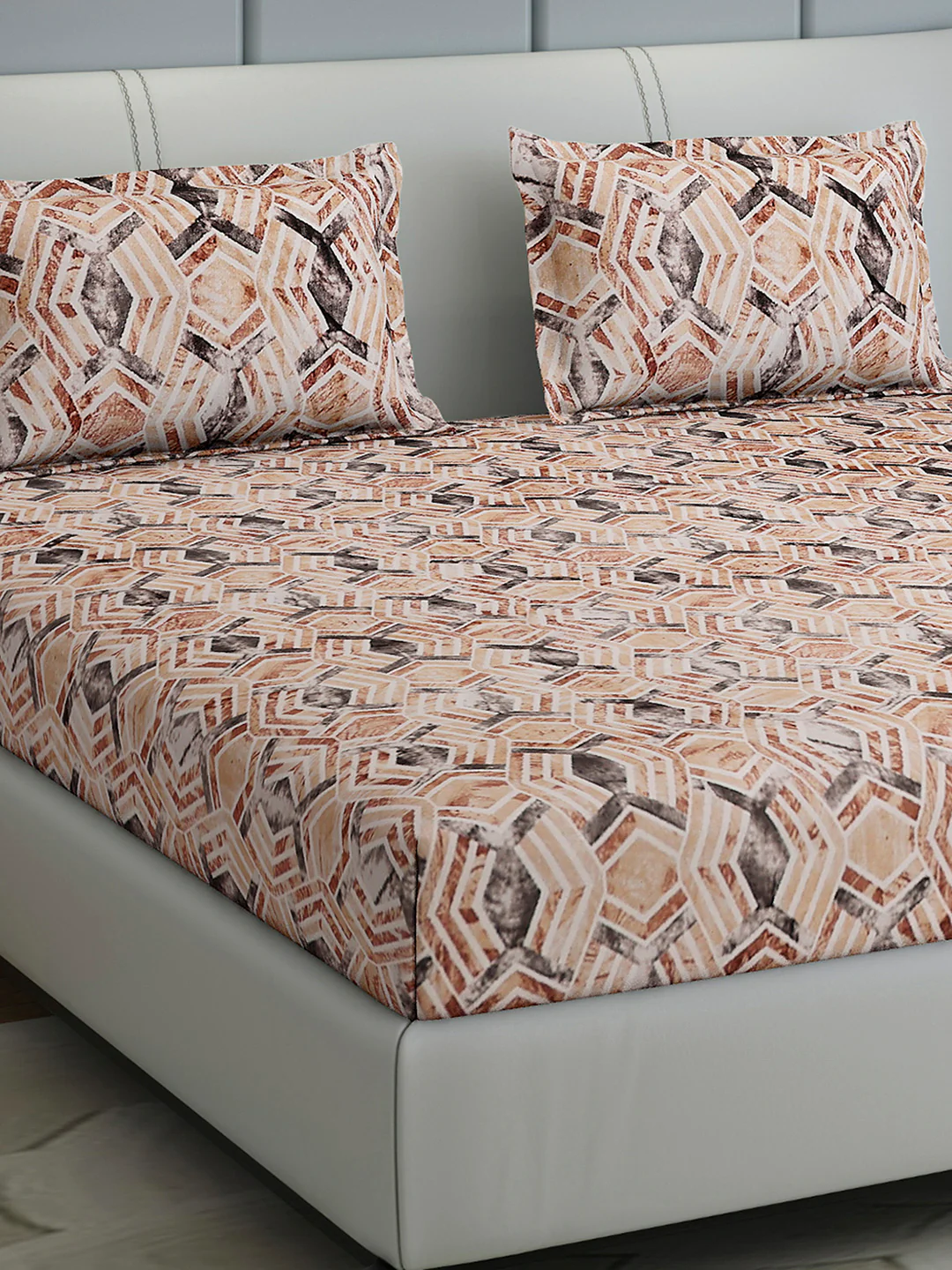 349 GSM Polyester King Bed 1 Bedsheet with 2 Pillow Cover (Carnival)