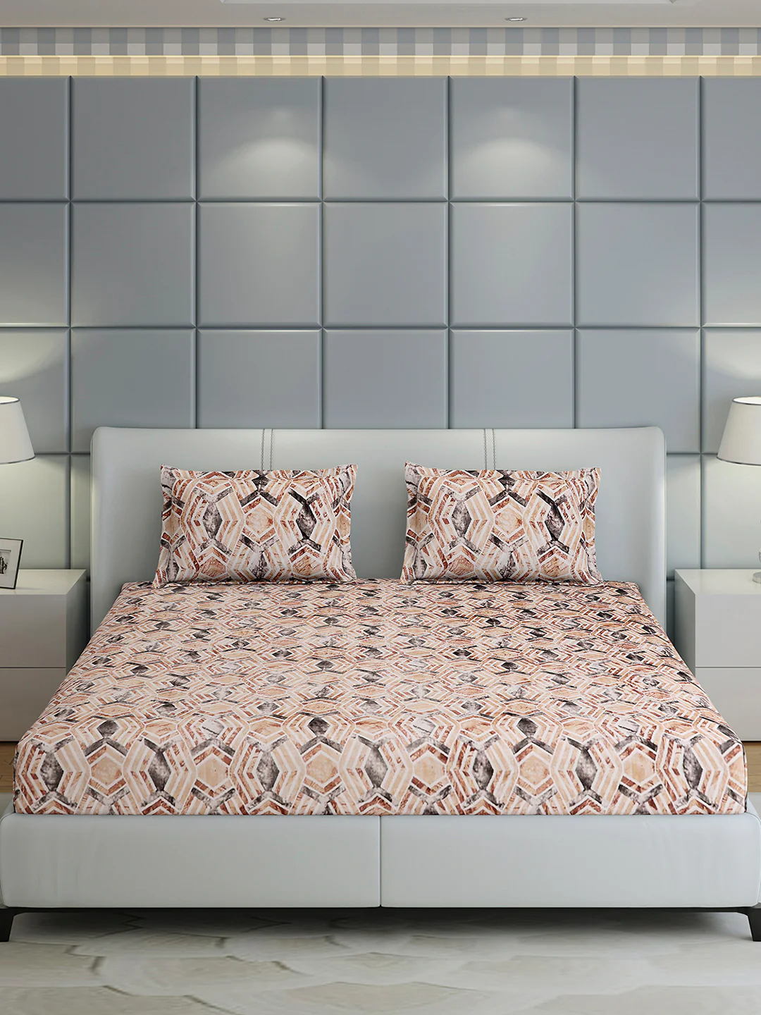 349 GSM Polyester King Bed 1 Bedsheet with 2 Pillow Cover (Carnival) - Image 2
