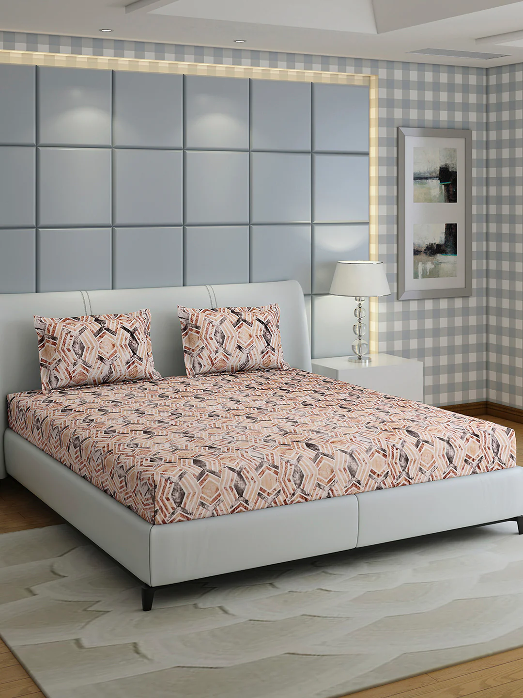 349 GSM Polyester King Bed 1 Bedsheet with 2 Pillow Cover (Carnival) - Image 4