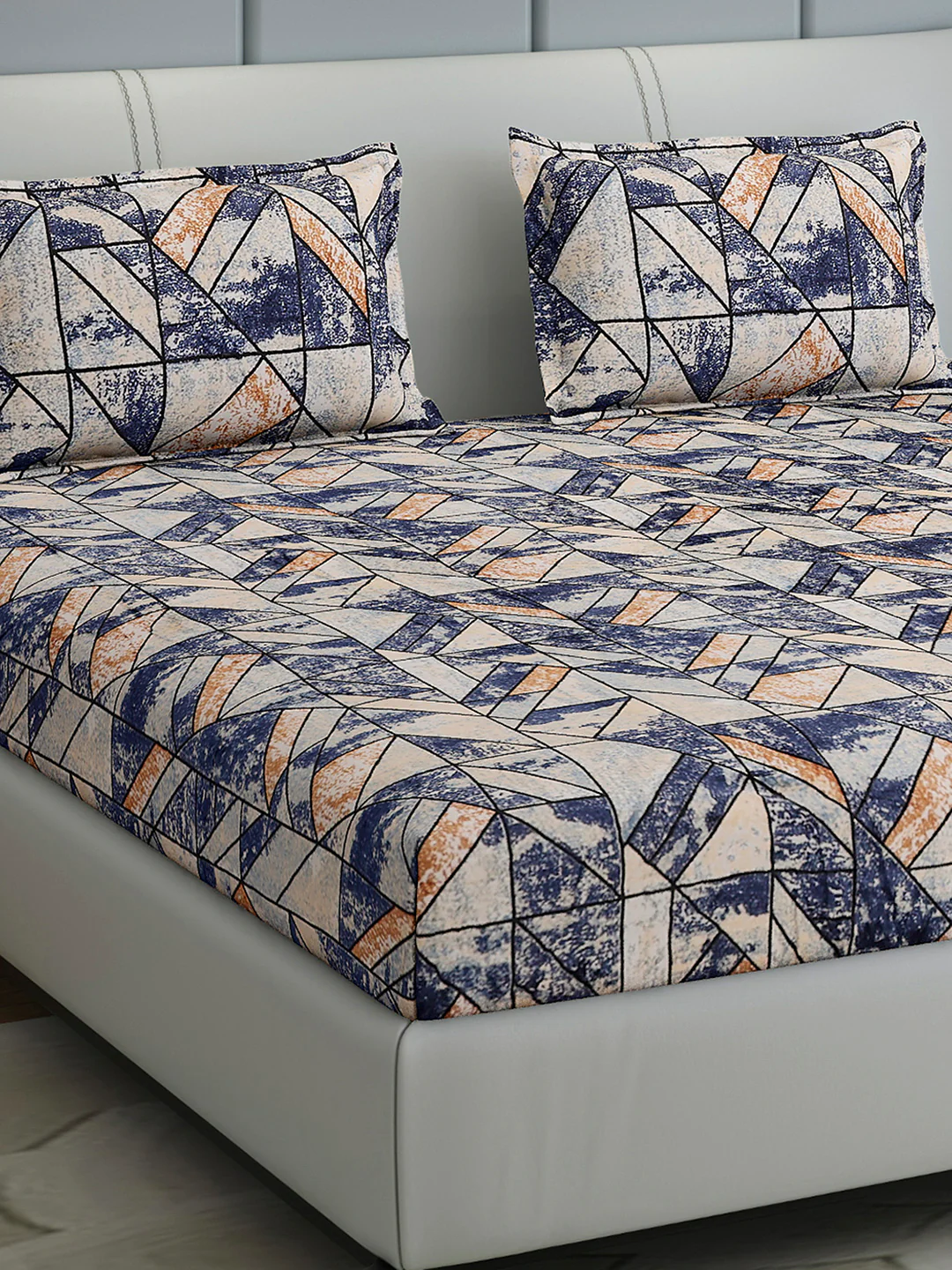 349 GSM Polyester King Bed 1 Bedsheet with 2 Pillow Cover (Carnival)