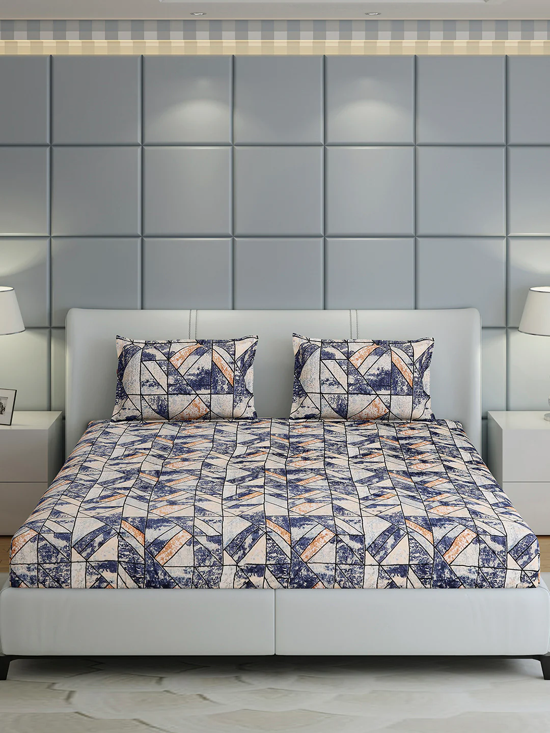 349 GSM Polyester King Bed 1 Bedsheet with 2 Pillow Cover (Carnival) - Image 2