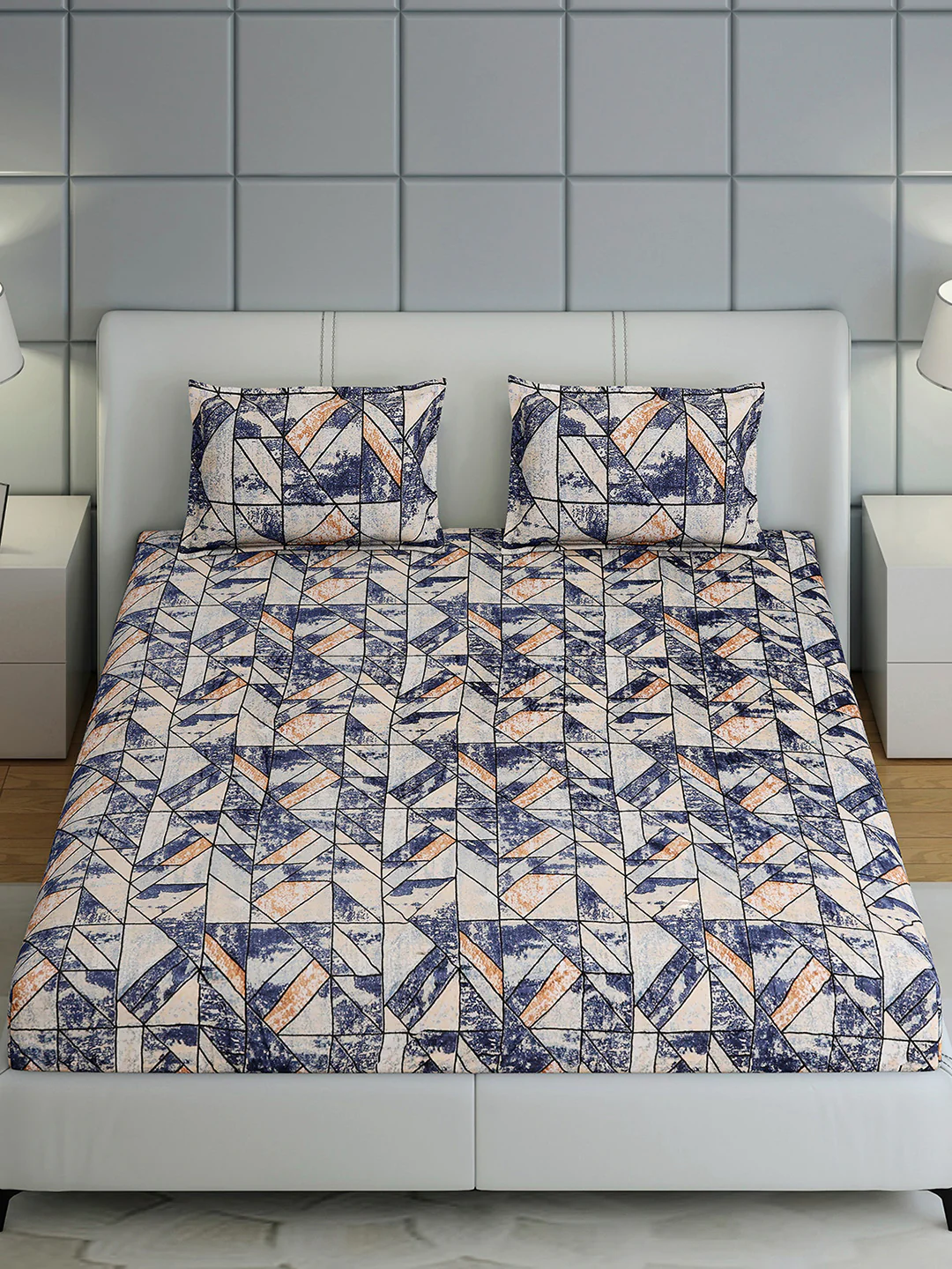 349 GSM Polyester King Bed 1 Bedsheet with 2 Pillow Cover (Carnival) - Image 3