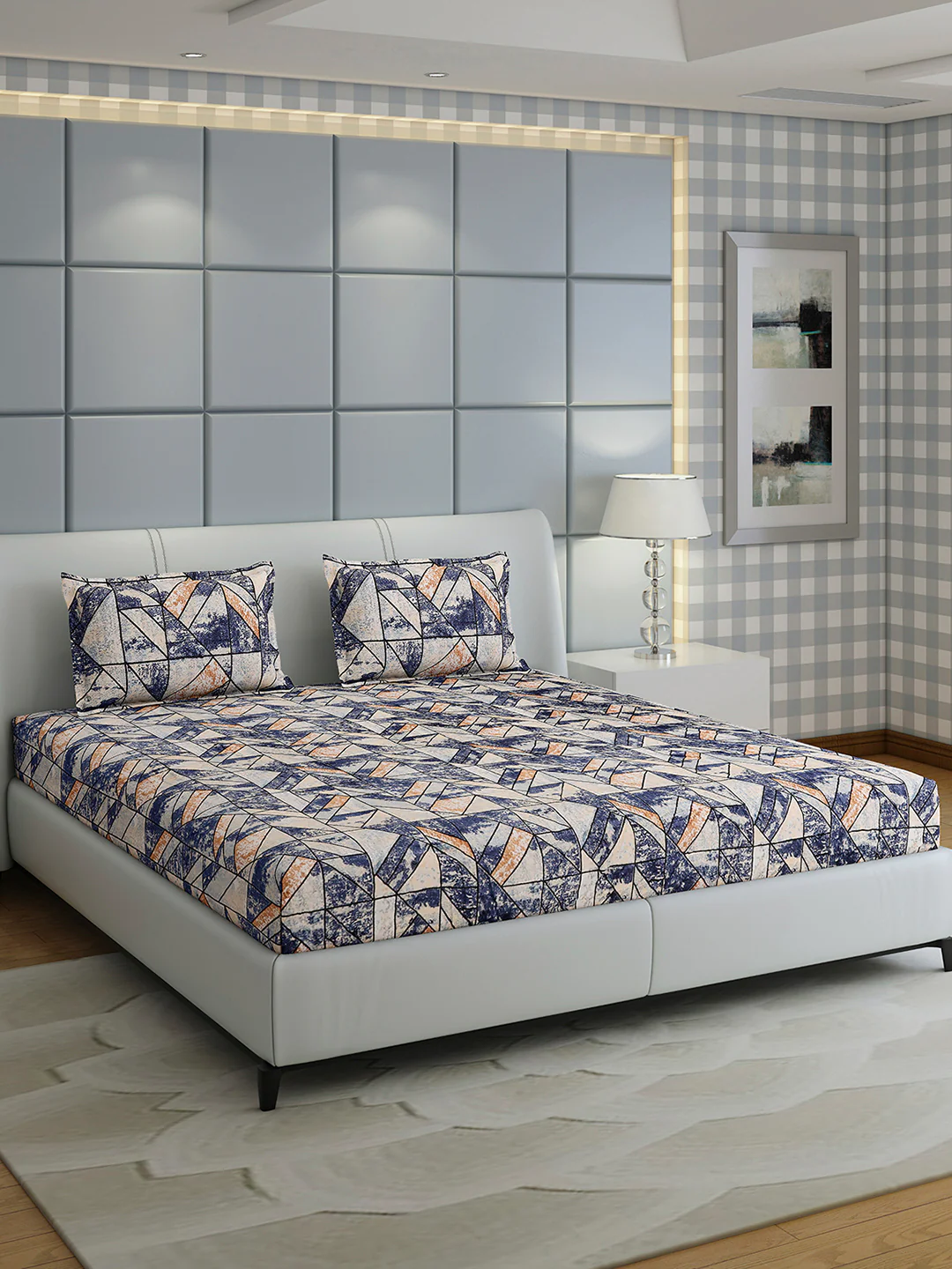 349 GSM Polyester King Bed 1 Bedsheet with 2 Pillow Cover (Carnival) - Image 4