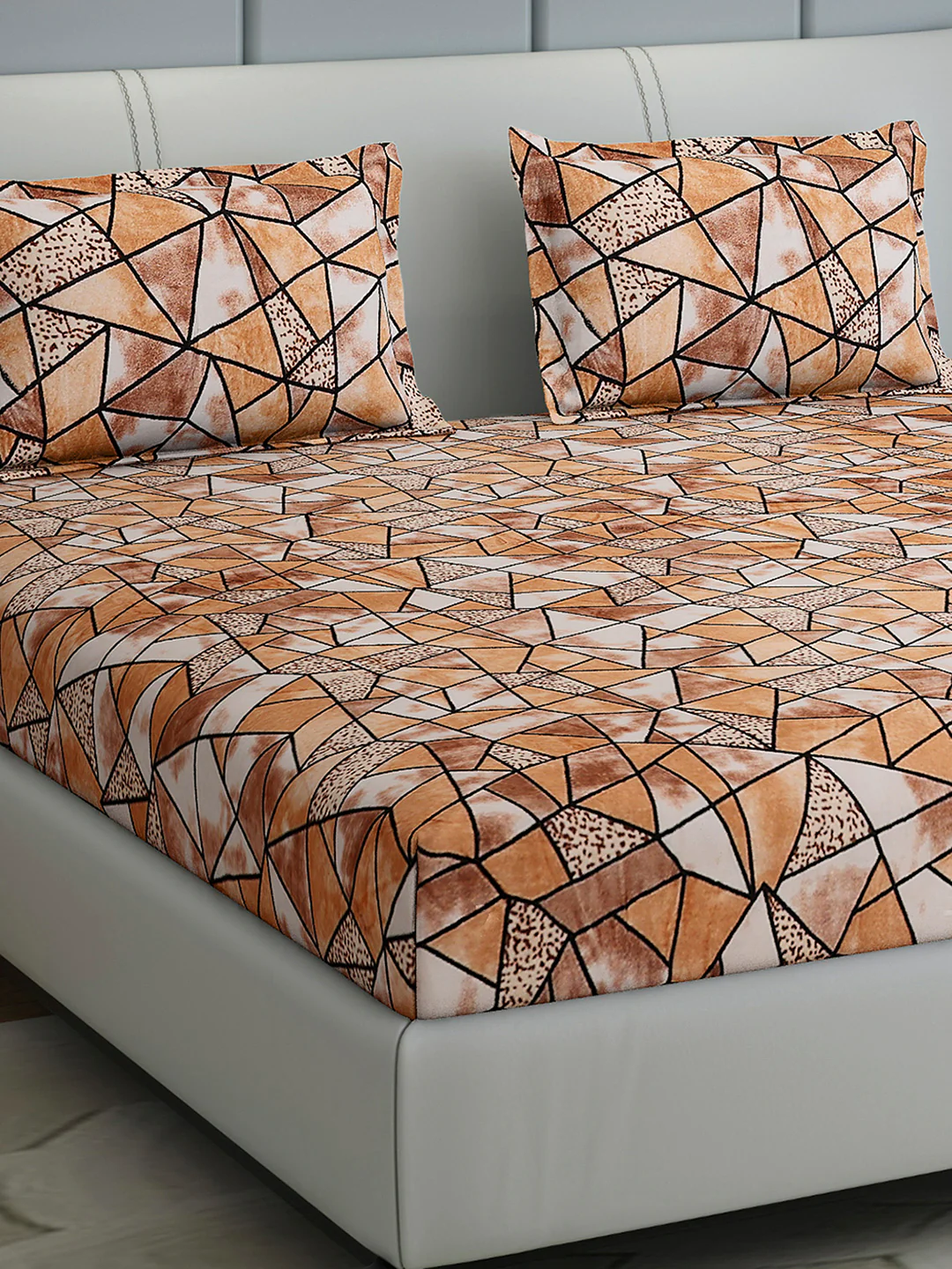 349 GSM Polyester King Bed 1 Bedsheet with 2 Pillow Cover (Carnival)