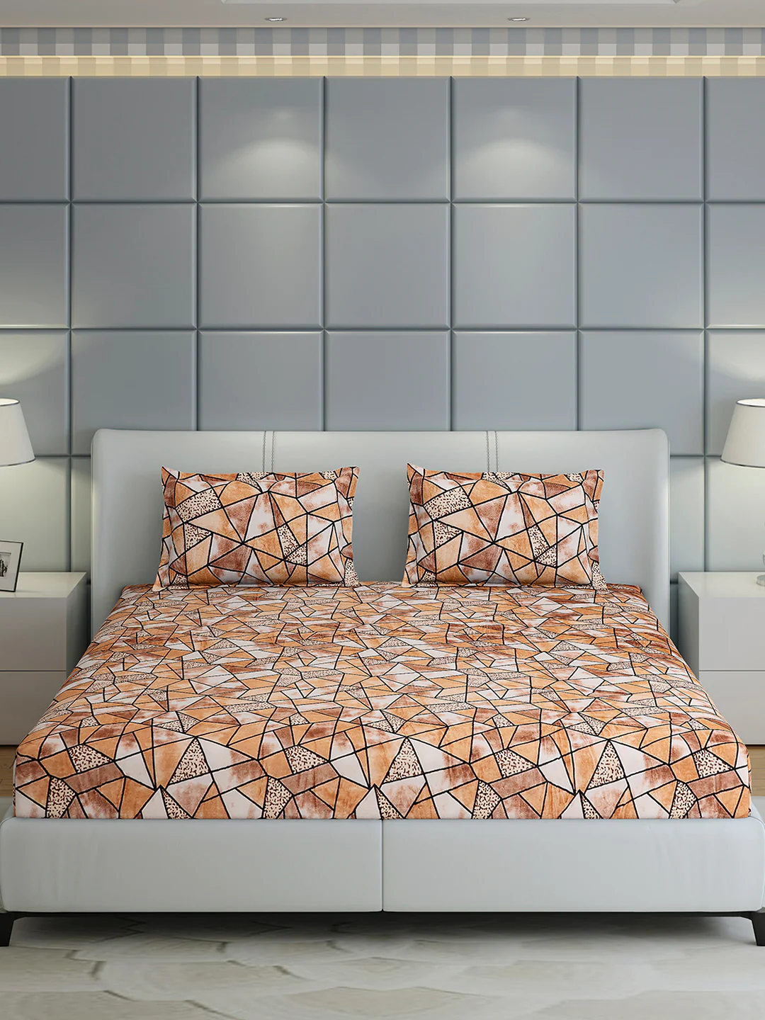 349 GSM Polyester King Bed 1 Bedsheet with 2 Pillow Cover (Carnival) - Image 2