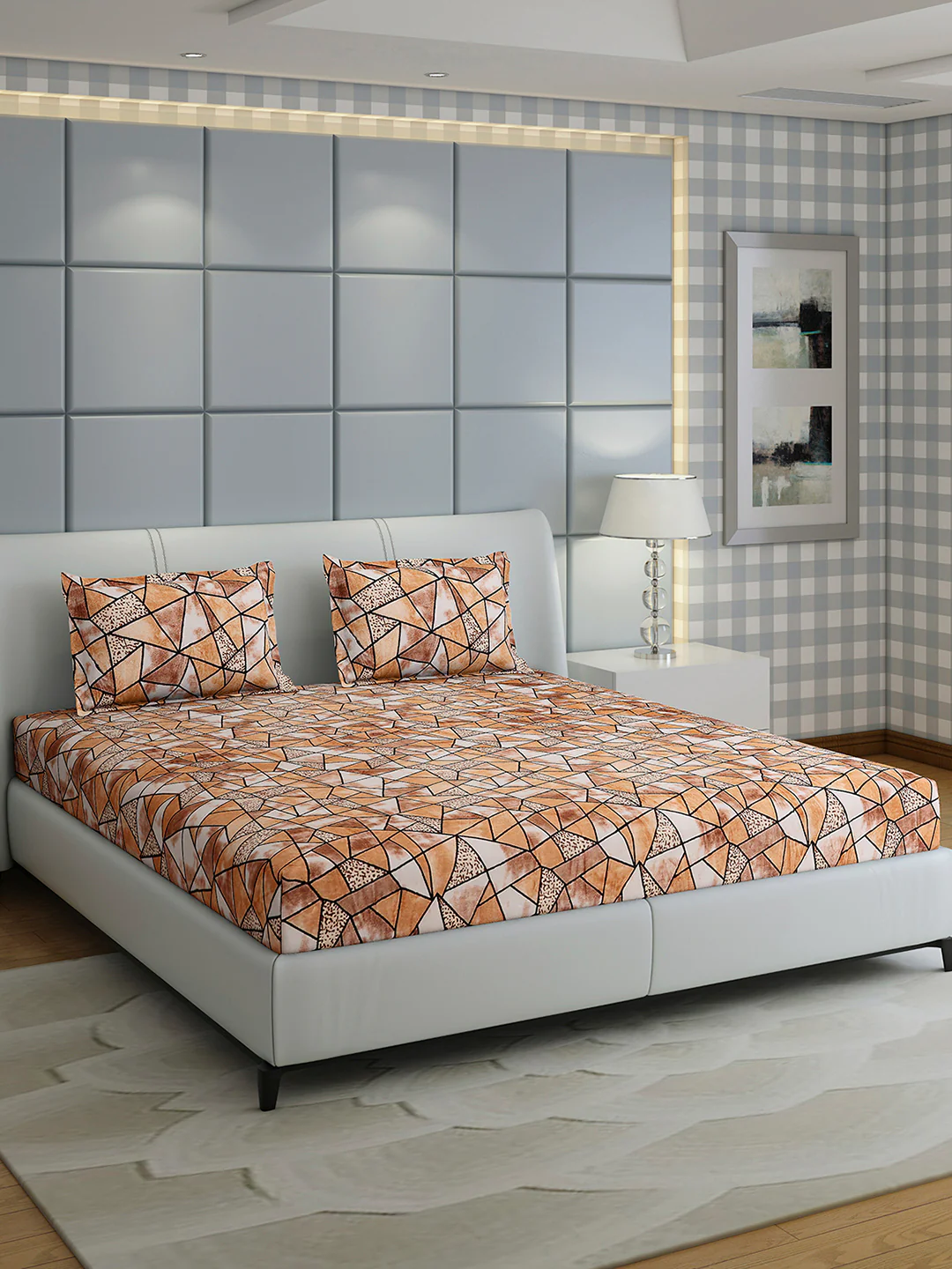 349 GSM Polyester King Bed 1 Bedsheet with 2 Pillow Cover (Carnival) - Image 4