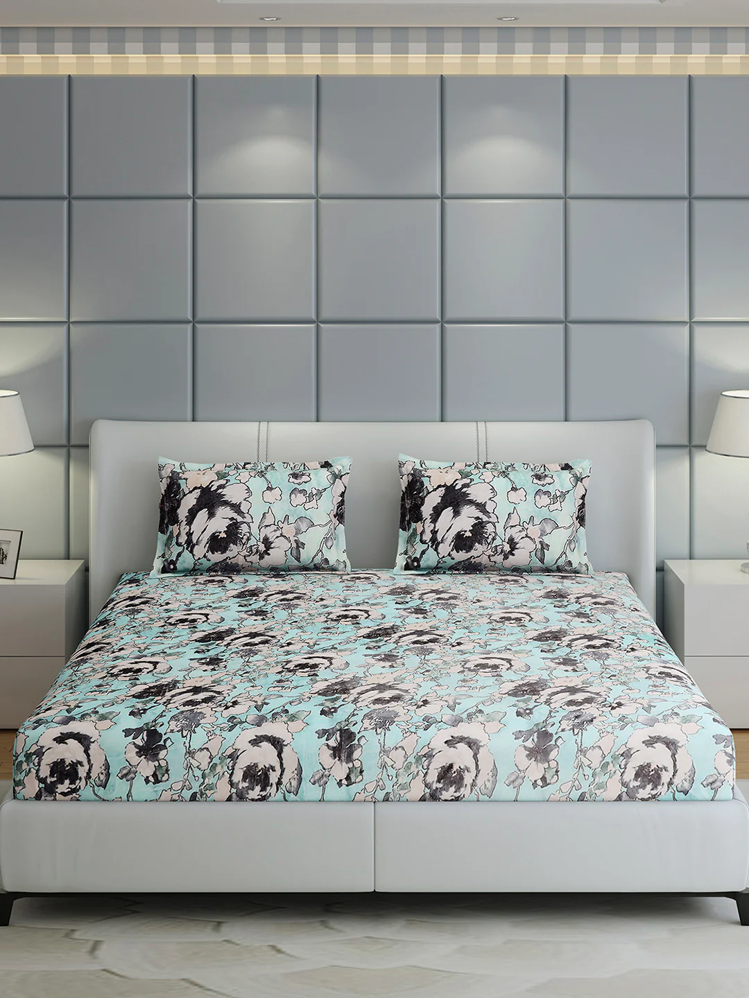 349 GSM Polyester King Bed 1 Bedsheet with 2 Pillow Cover (Carnival) - Image 2