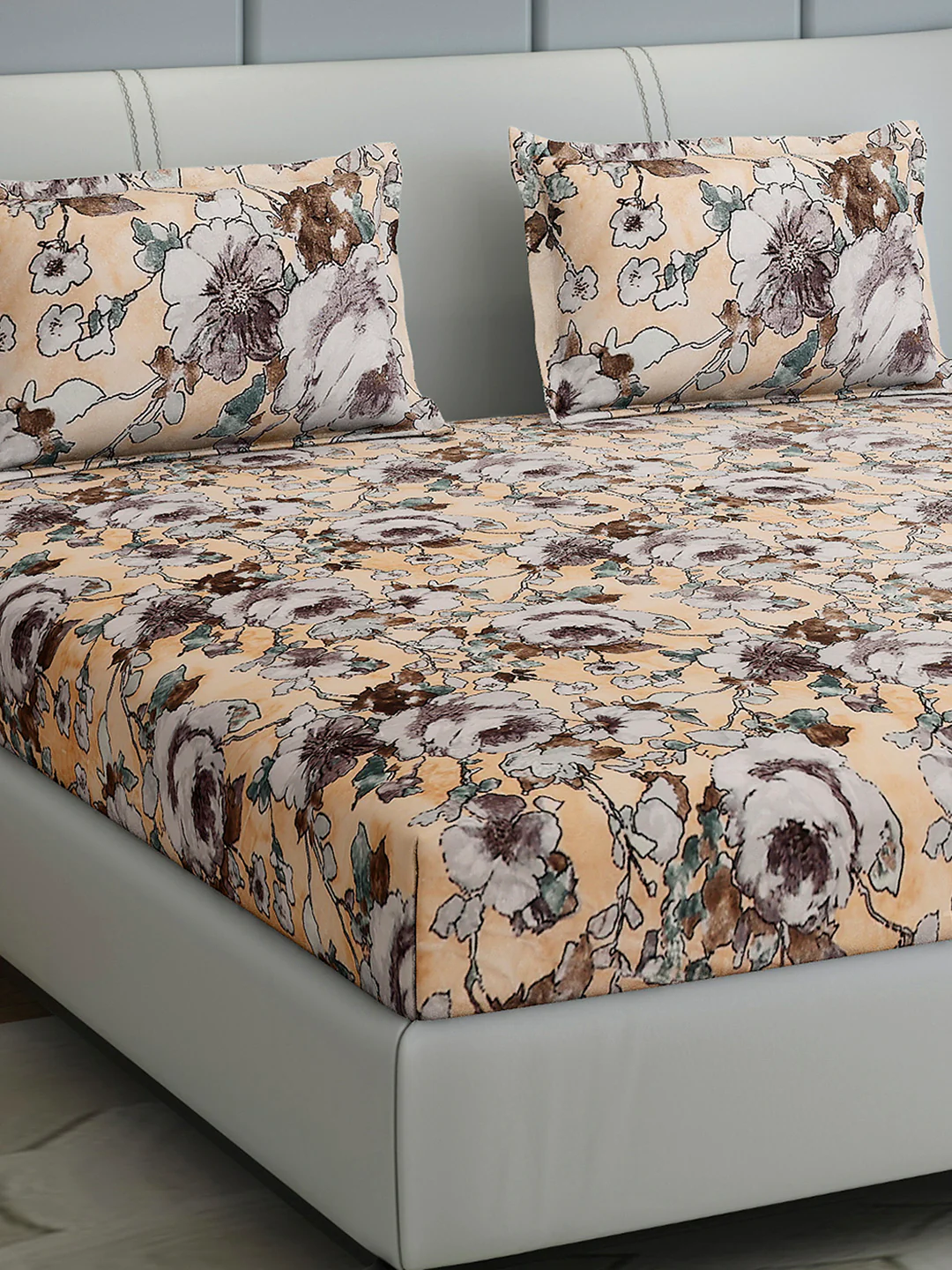 349 GSM Polyester King Bed 1 Bedsheet with 2 Pillow Cover (Carnival)